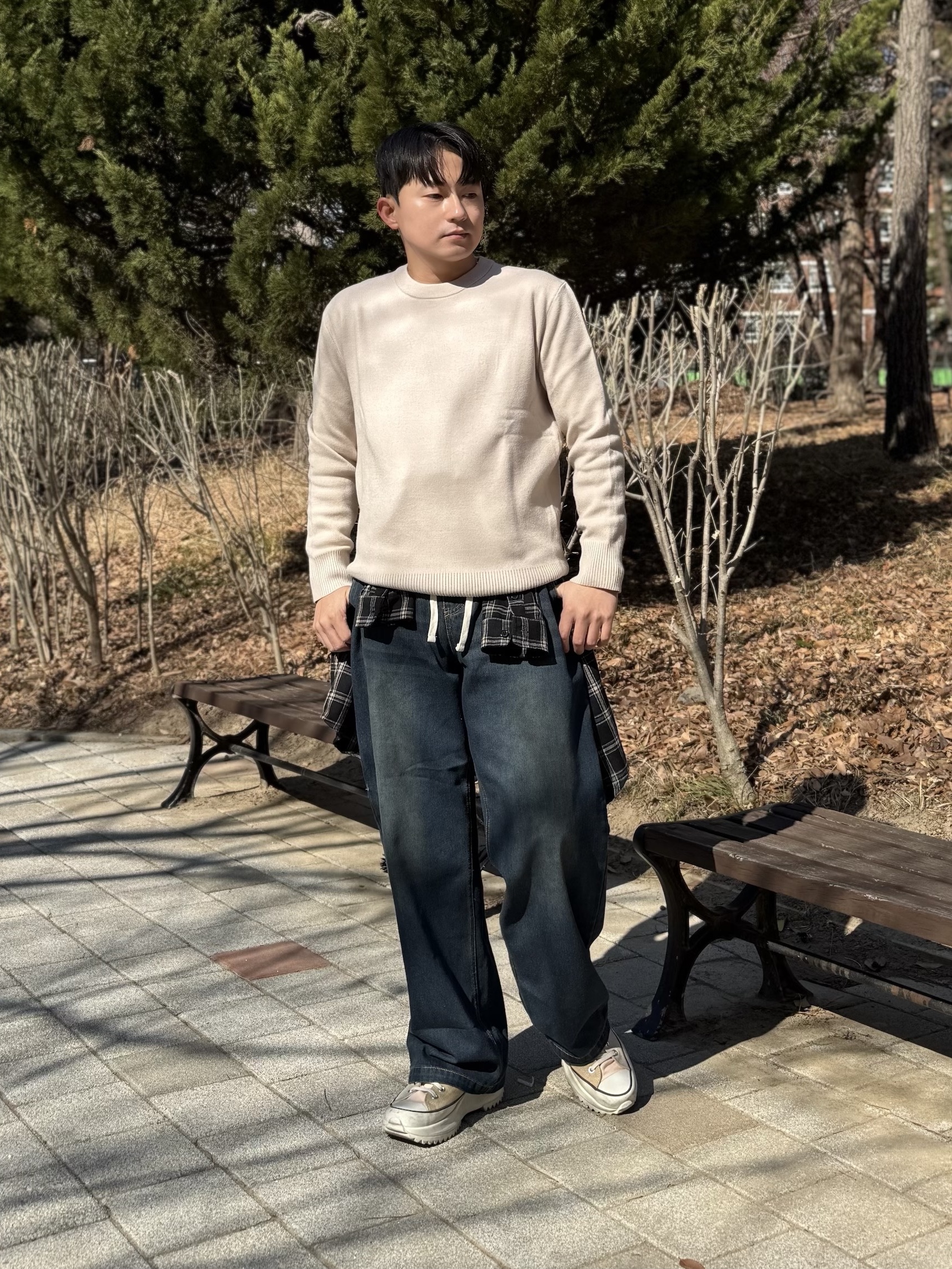 Converse Run Star Hike Hi Tri-Panel Farro 착용 스타일 - 1