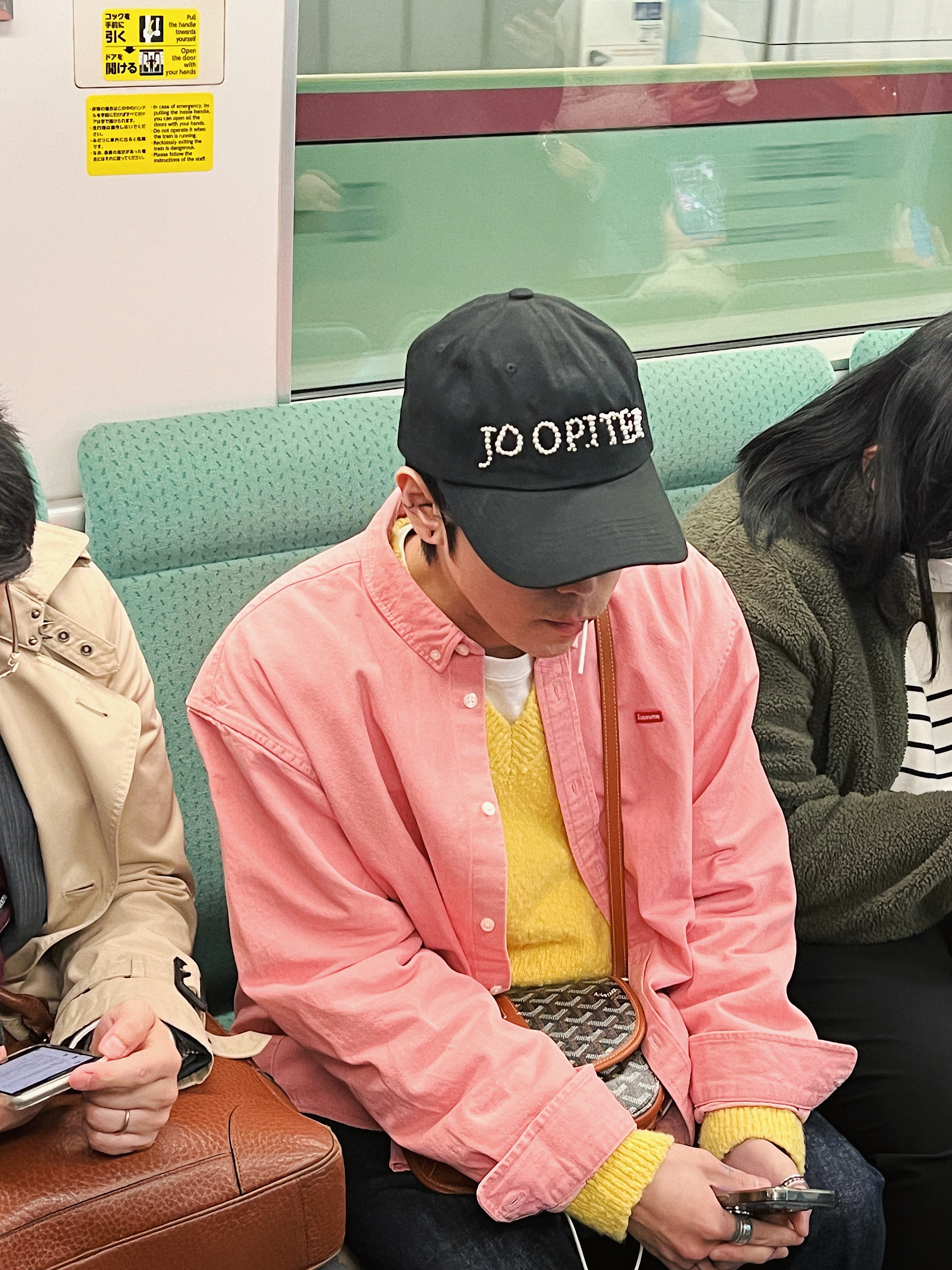 STU Casentino V-Neck Knit Yellow, Goyard Belvedere PM Bag Black Tan 착용 스타일 - 8