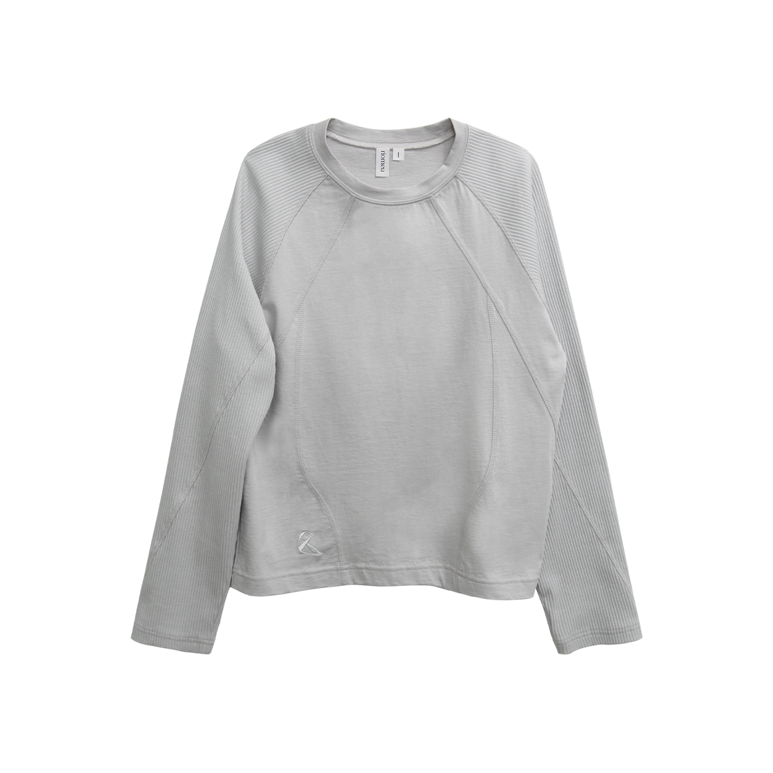리오므 배색 절개 롱슬리브 티 그레이(Riomeu Color Scheme Incision Long Sleeve Gray)