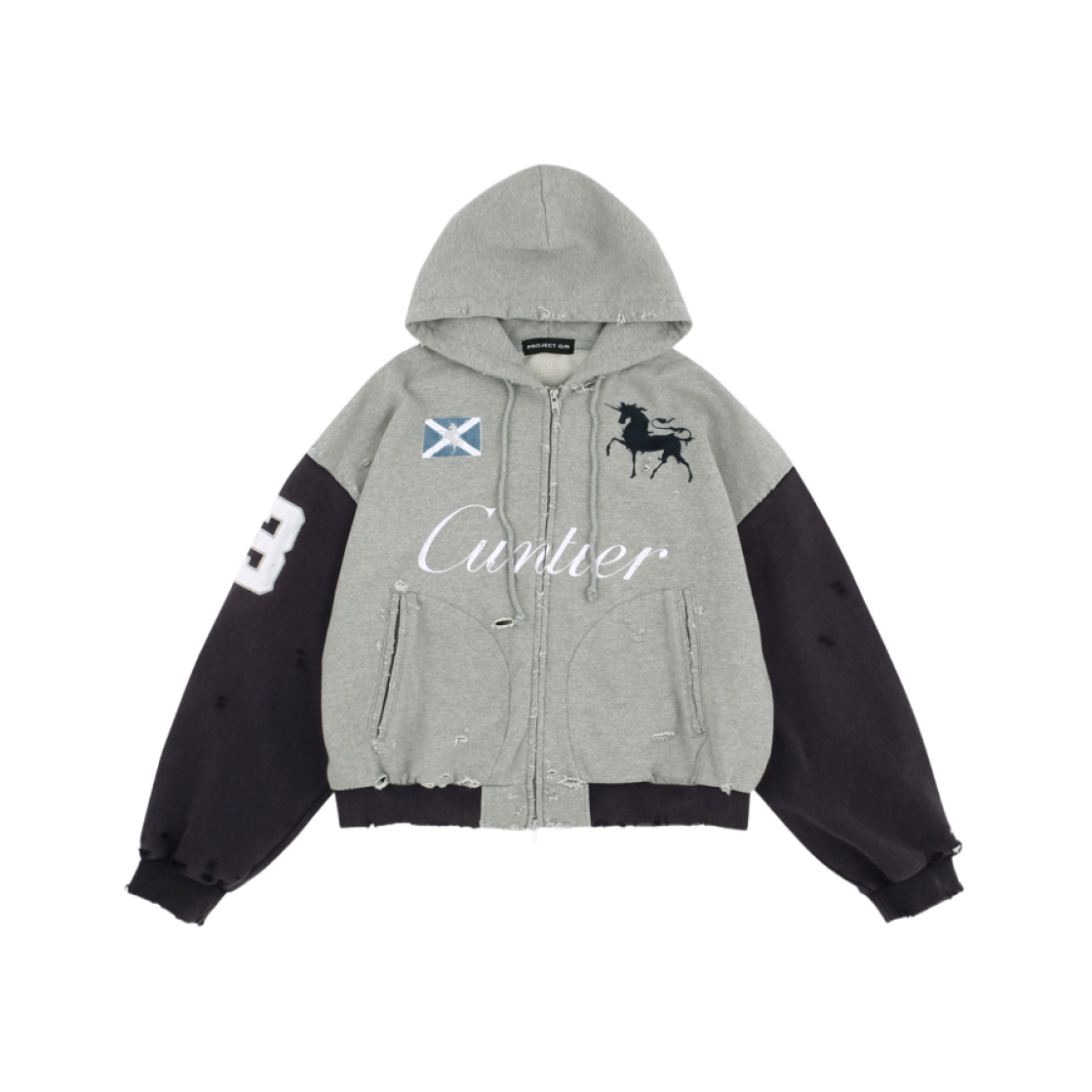 ★人気★【Project G/R】★Cuntier Zip Hoodi.e★Melange Grey★ 프로젝트 G/R 컨티어 집 후드 멜란지 그레이 | PROJECT G/R | KREAM