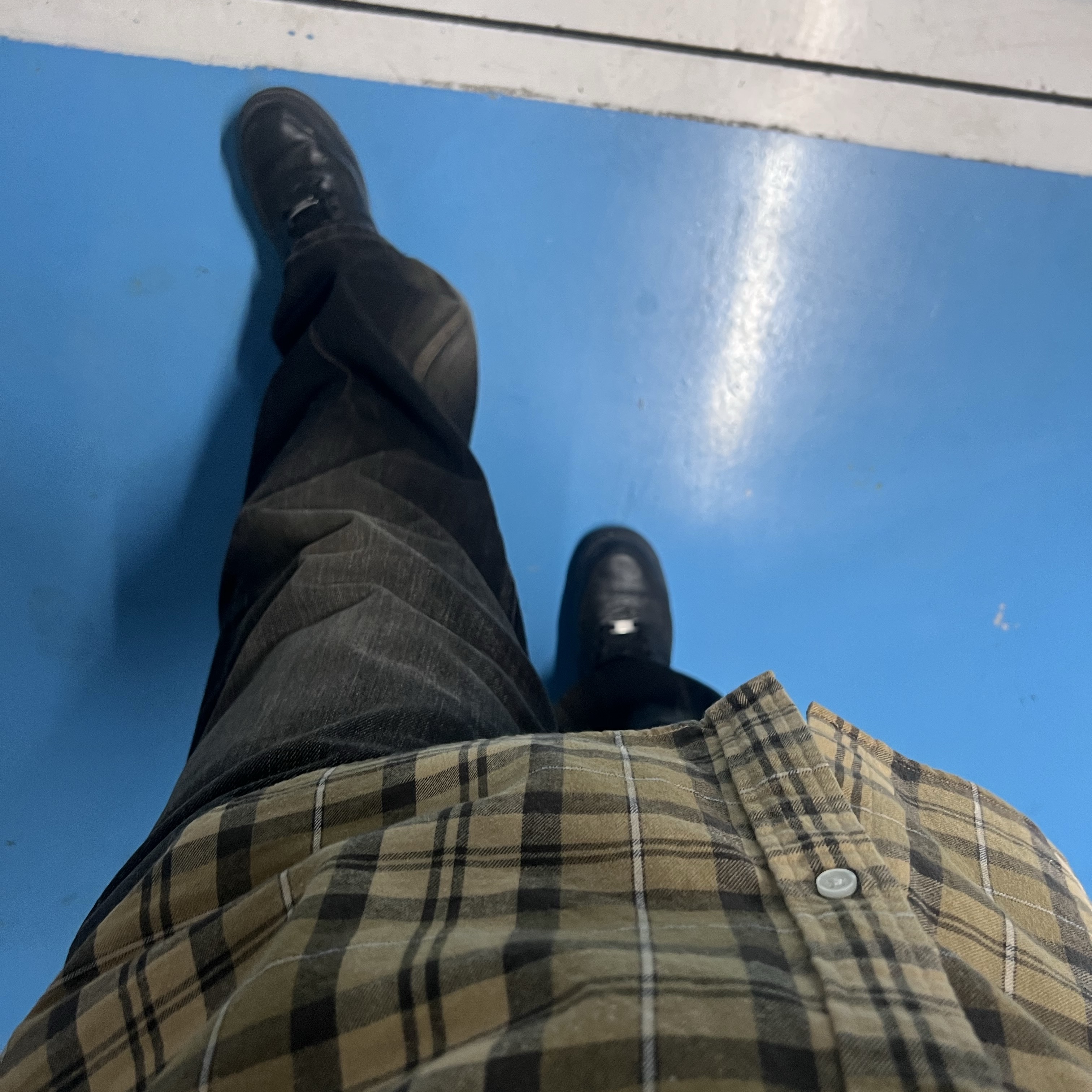 Supreme Plaid Flannel Shirt Tan - 24FW, Nike x Supreme Air Force 1 Low Black 착용 스타일 - 2