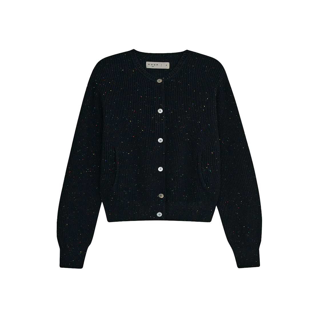 25WNYCB (W) noun Nep Yarn Crewneck Cardigan Black