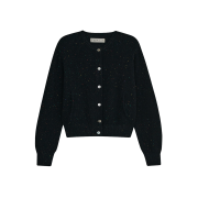(W) noun Nep Yarn Crewneck Cardigan Black