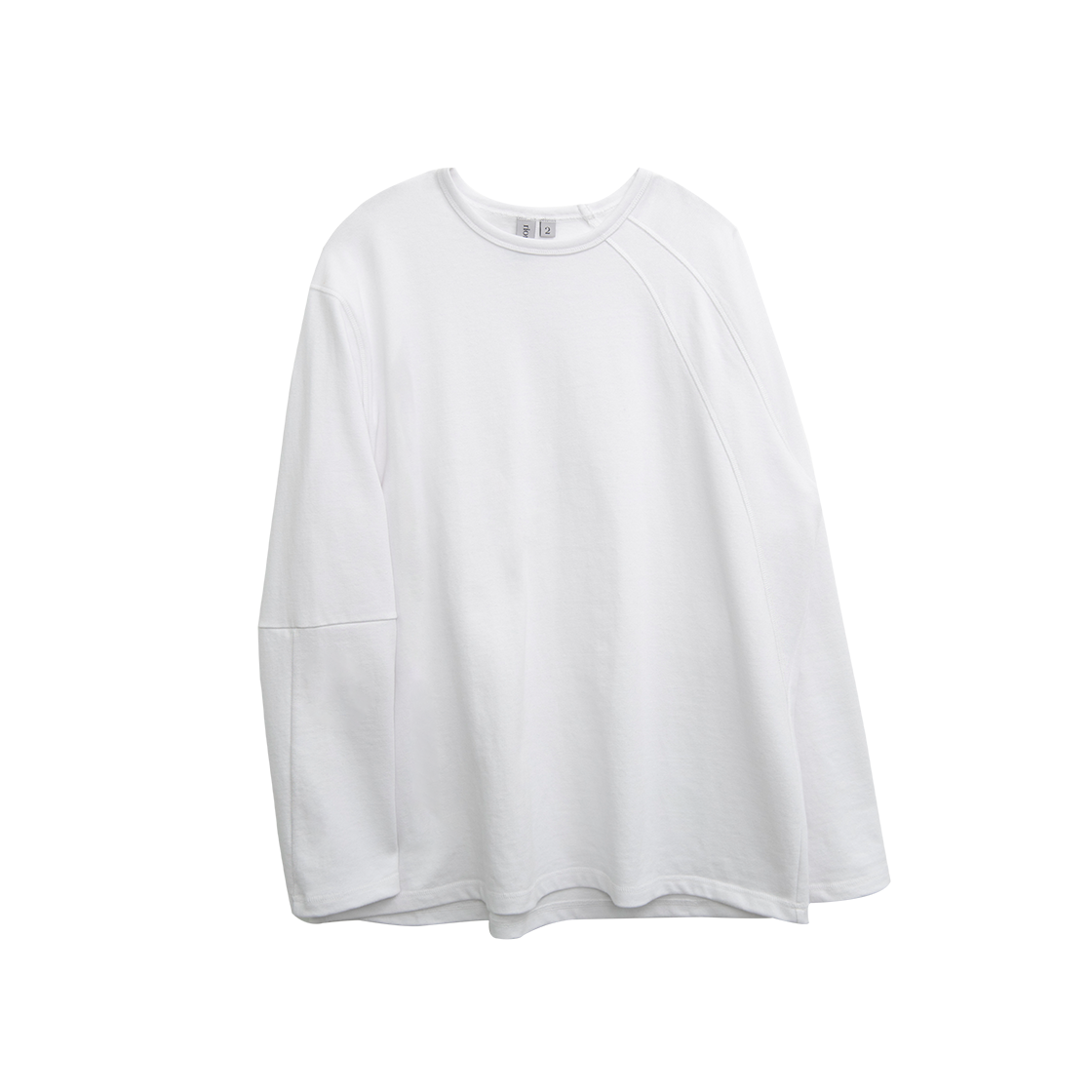 리오므 언발란스 절개 롱슬리브 티 화이트(Riomeu Unbalance Incision Long Sleeve White)