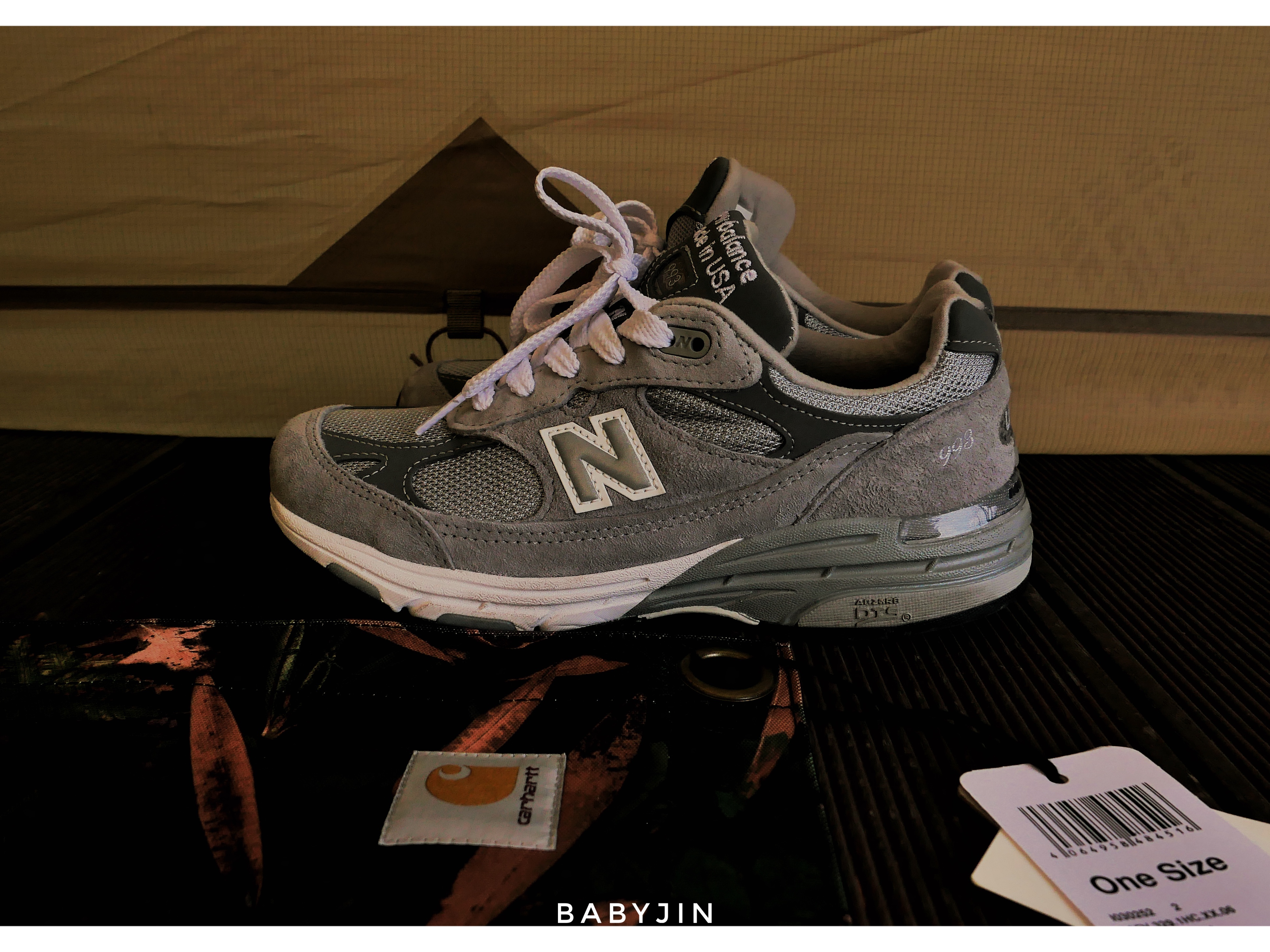 (W) New Balance 993 Made in USA Grey - D Wide 착용 스타일