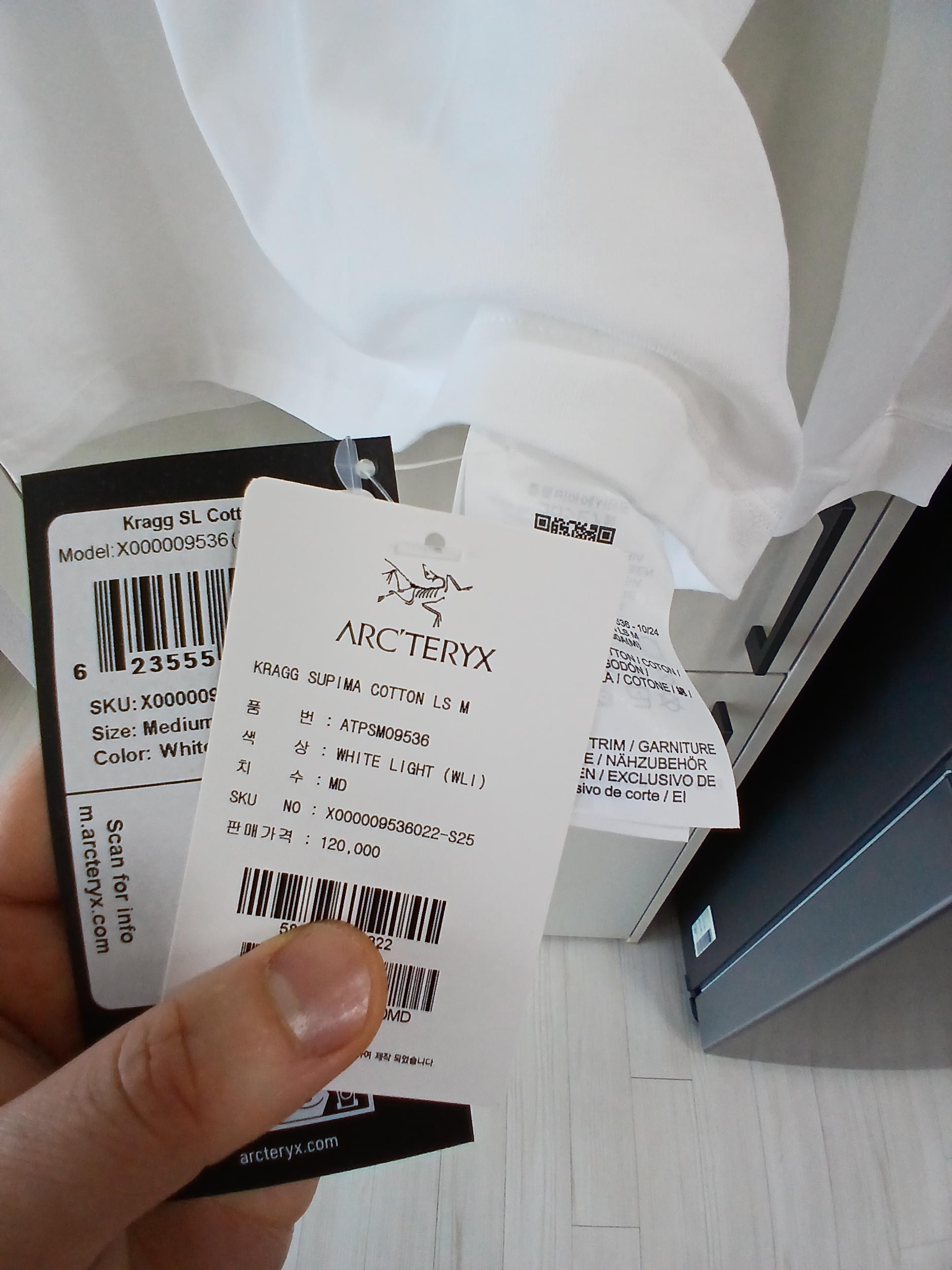 Arc'teryx Kragg SL Cotton LS Shirt White Light 착용 스타일 - 3