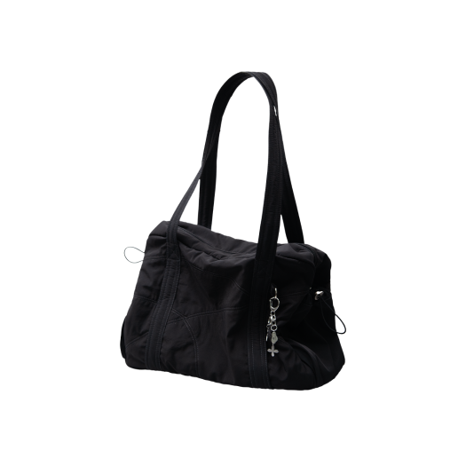 R-25-S010-B Riomeu Nylon Shoulder Boston Bag Black