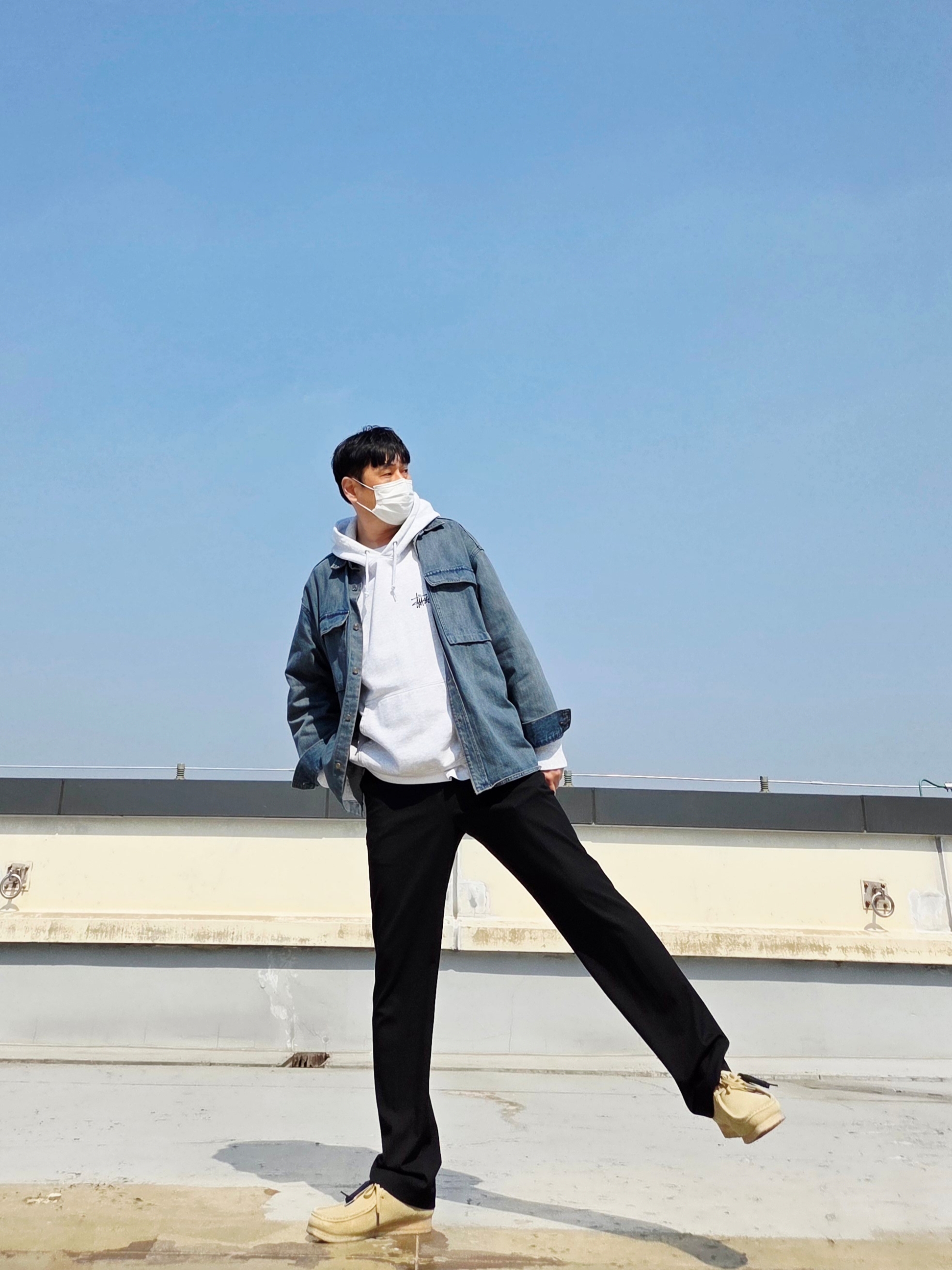 Clarks Wallabee Maple Suede, Stussy Basic Stussy Hoodie Ash Heather 2021 착용 스타일 - 1