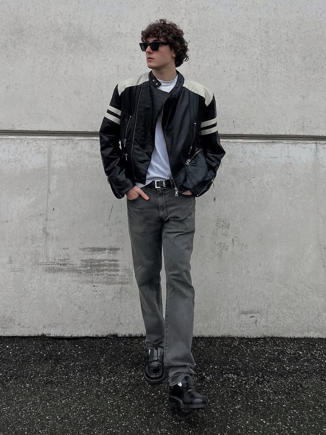 Dunst Racing Leather Jacket Black 착용 스타일 - 5
