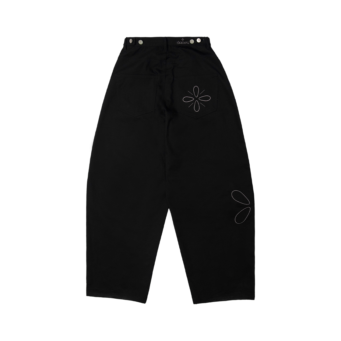 R-25-S06 Riomeu Cotton Wide Balloon Pants Black