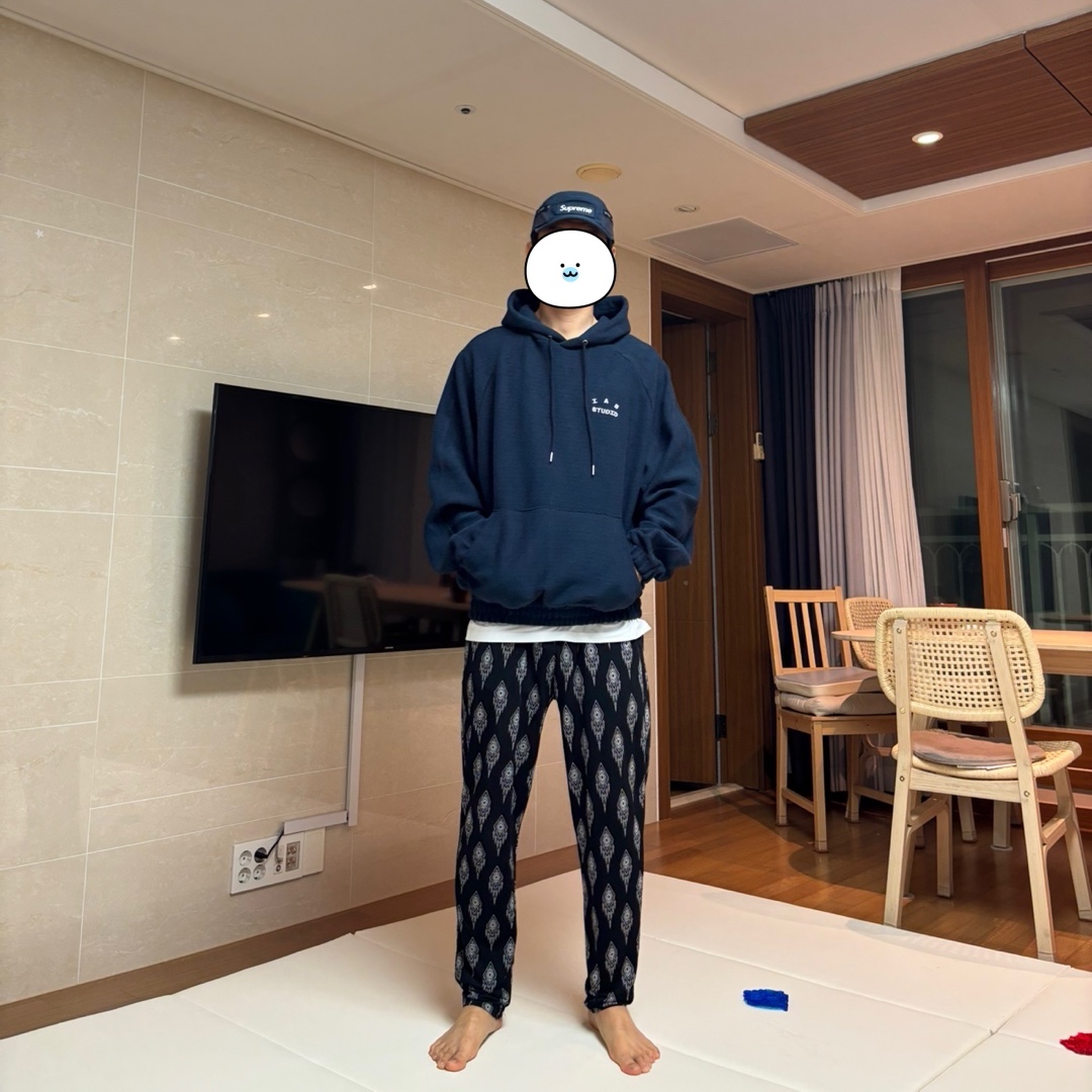 IAB Studio Herringbone Hoodie Navy White, Supreme Mesh Pocket Camp Cap Navy - 23FW 착용 스타일 - 1
