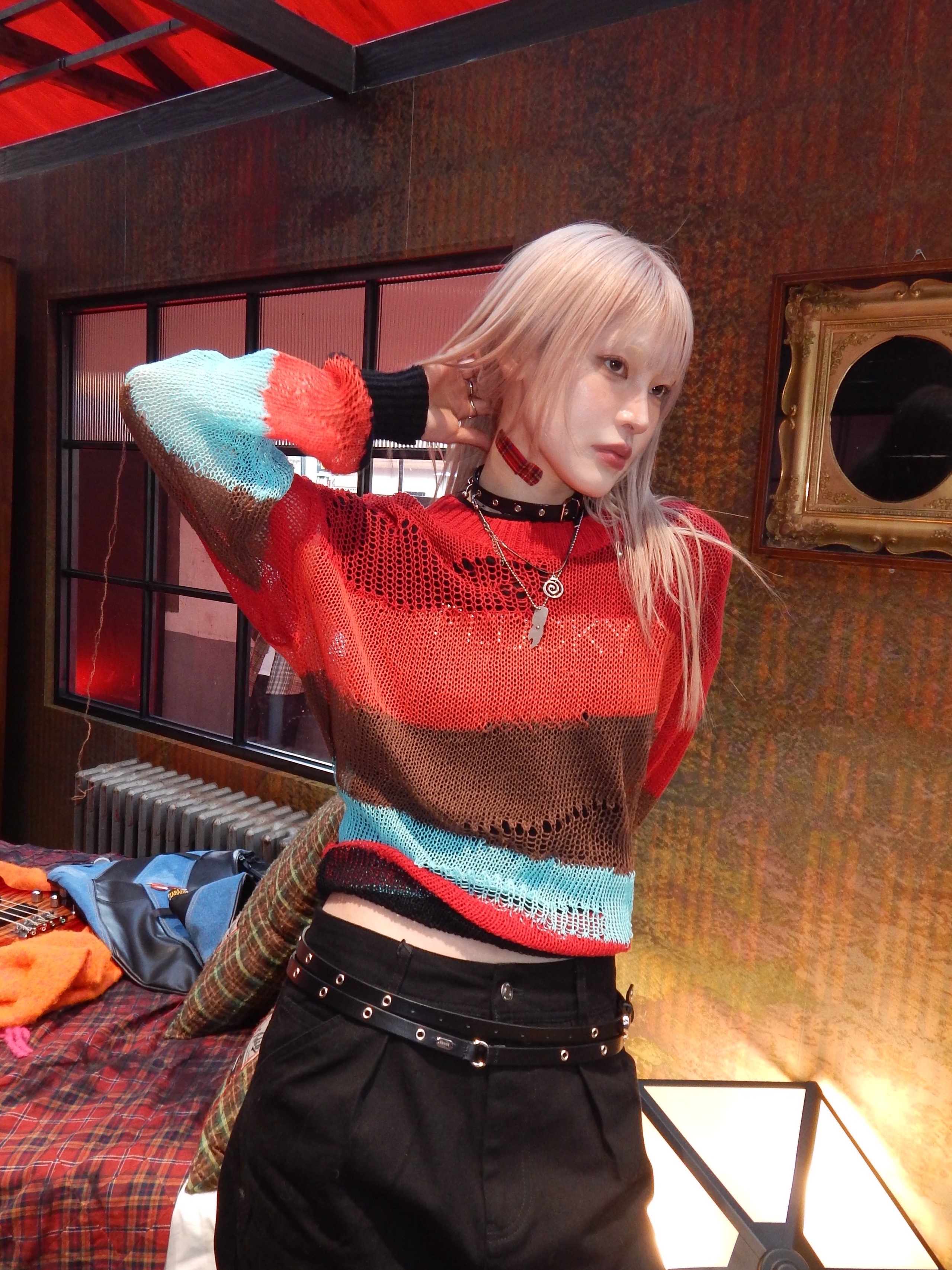 네거티브쓰리 슬라우치 롱부츠 워시드 블랙 착용 스타일 - 2