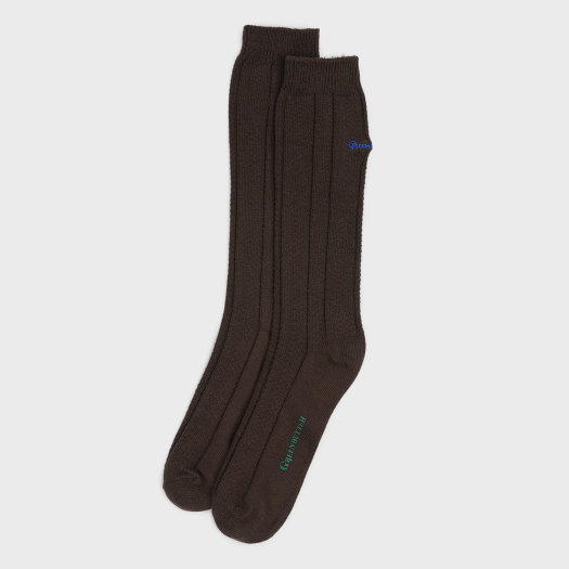 P00000ZH_01 Greenbutter Net stripe Socks Brown
