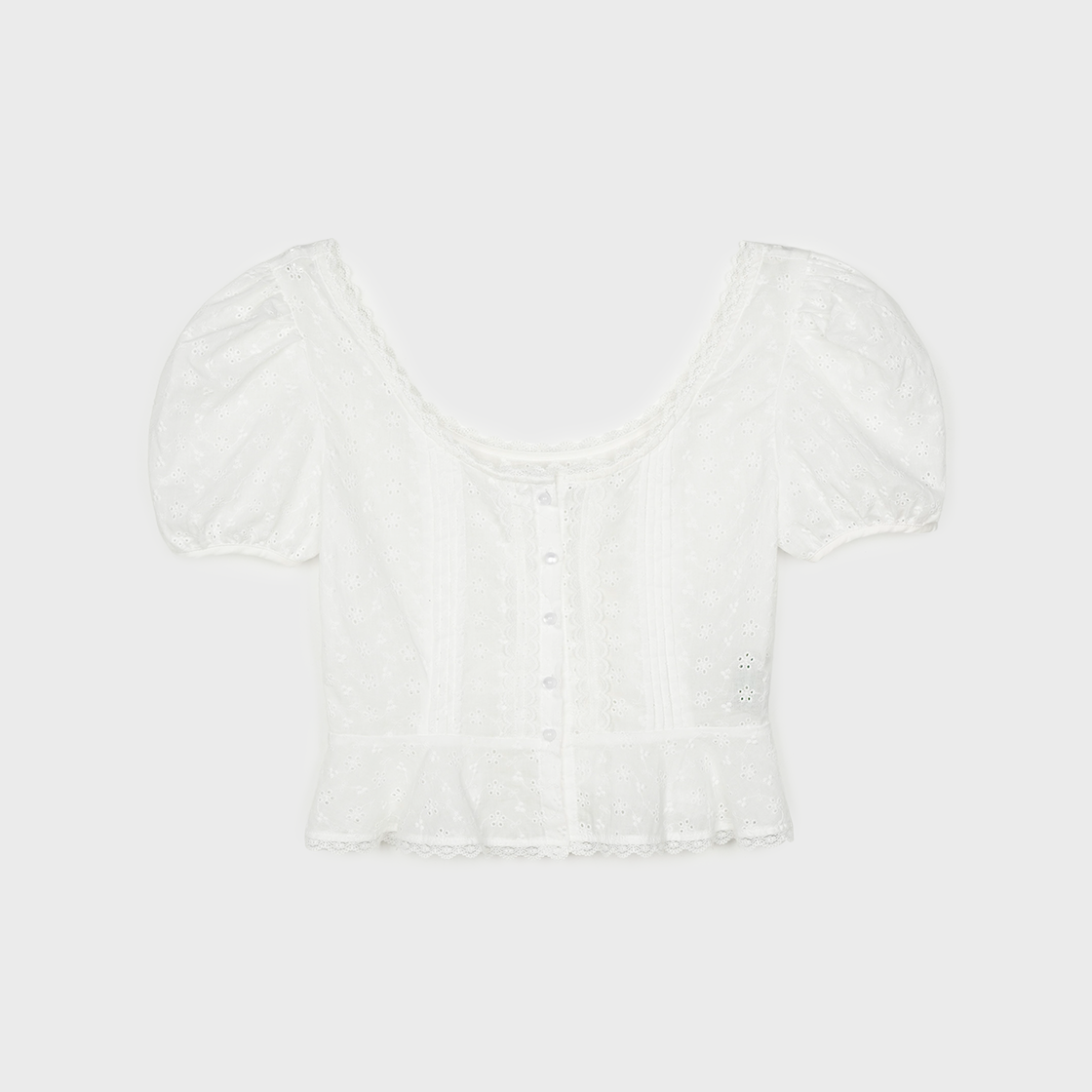 그린버터 펀칭 클리어 볼 블라우스 아이보리(Greenbutter Punching Clear Ball Blouse Ivory) - 1