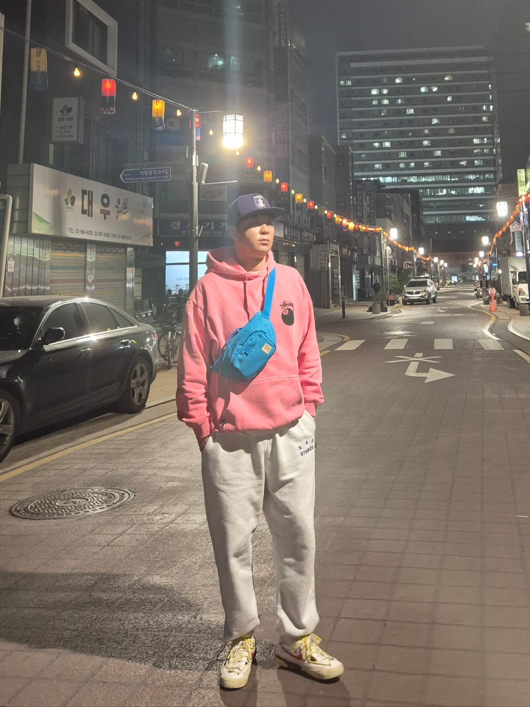 IAB Studio Sweatpants Light Gray, Carhartt Classic Waist Pack Black 착용 스타일 - 2