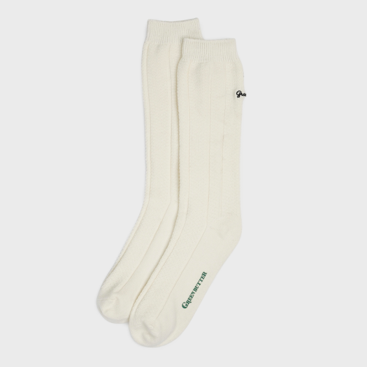 P00000ZI Greenbutter Net stripe Socks Ivory