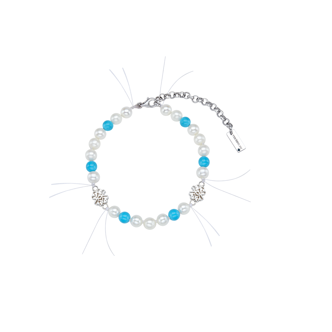 WS062B [예약 배송] TEE RING JAY Turquoise Pearl Fringe Monogram Bracelet