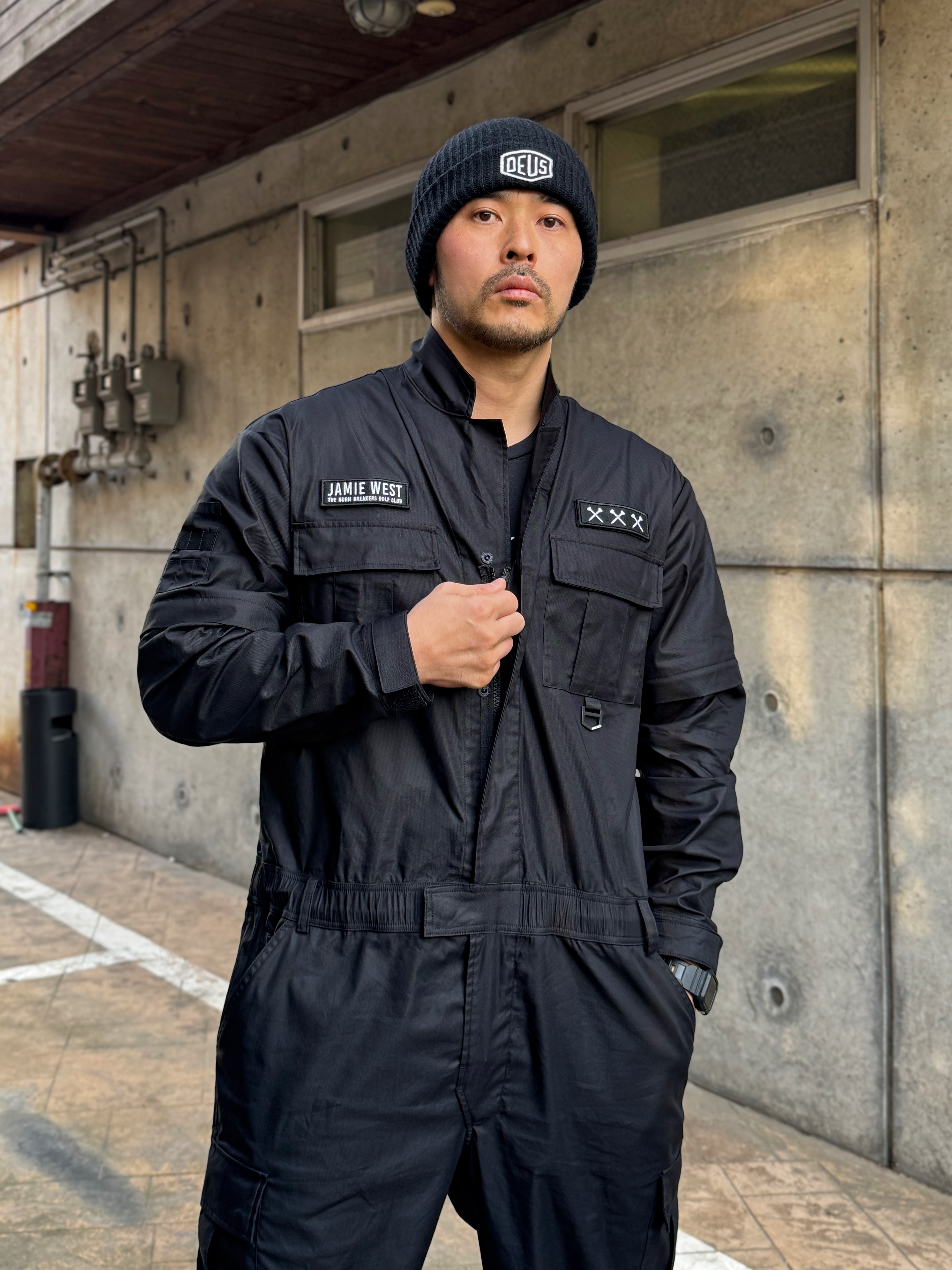 Nike x Supreme Air Force 1 Low Black, Deus Ex Machina Shield Beanie Black 착용 스타일 - 3