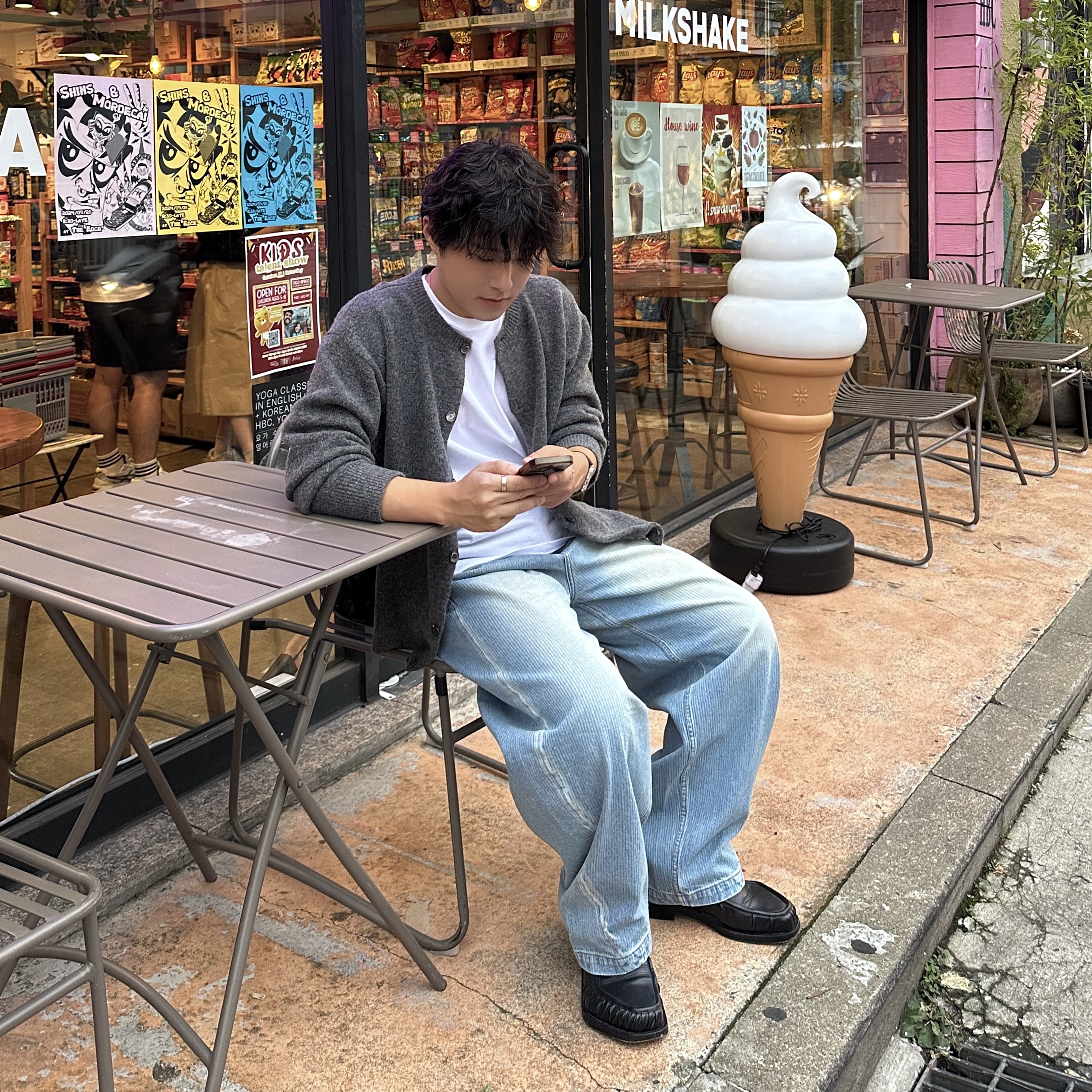 noun Corduroy Denim Pants Light Blue 착용 스타일 - 1
