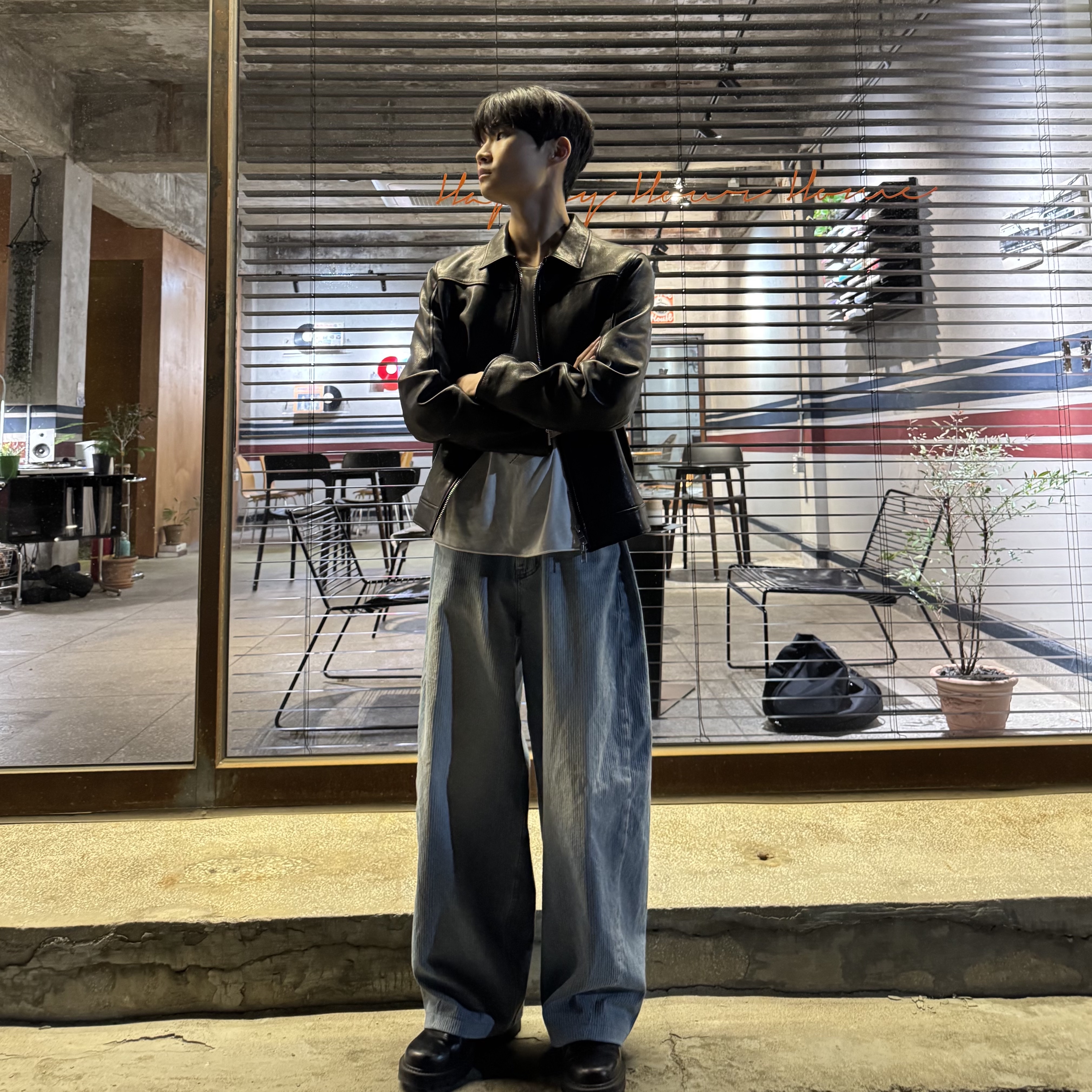 noun Corduroy Denim Pants Light Blue 착용 스타일 - 2