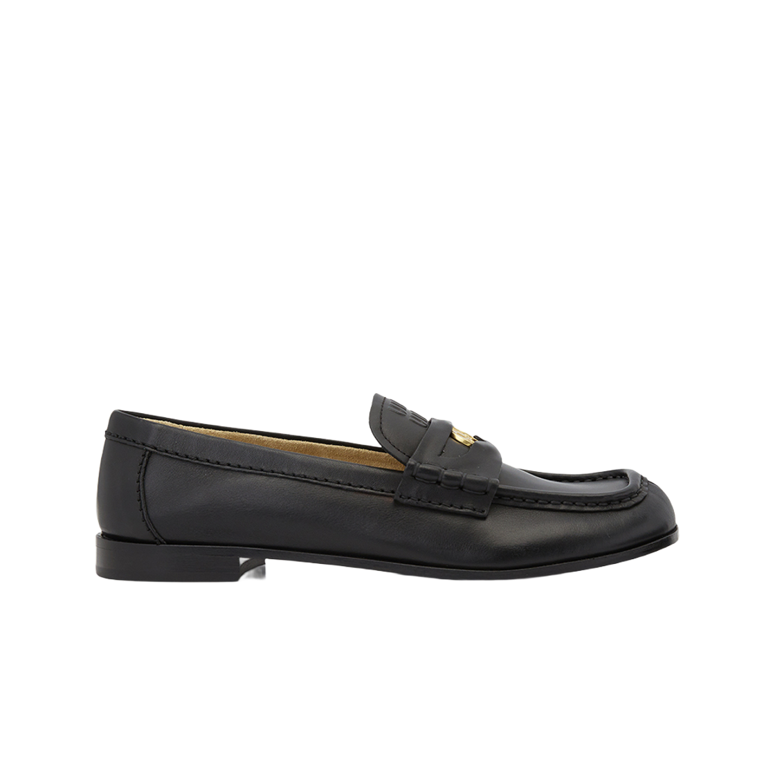 (W) 미우 미우 레더 로퍼 블랙((W) Miu Miu Leather Loafers Black) - 1