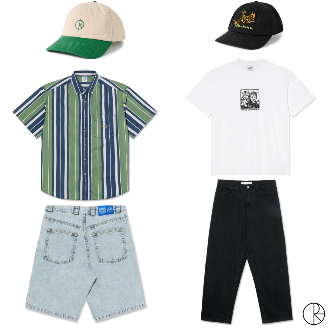 Polar Skate Co. Ted Shirt Green/Blue, Polar Skate Co. Big Boy Shorts Light Blue 착용 스타일 - 2