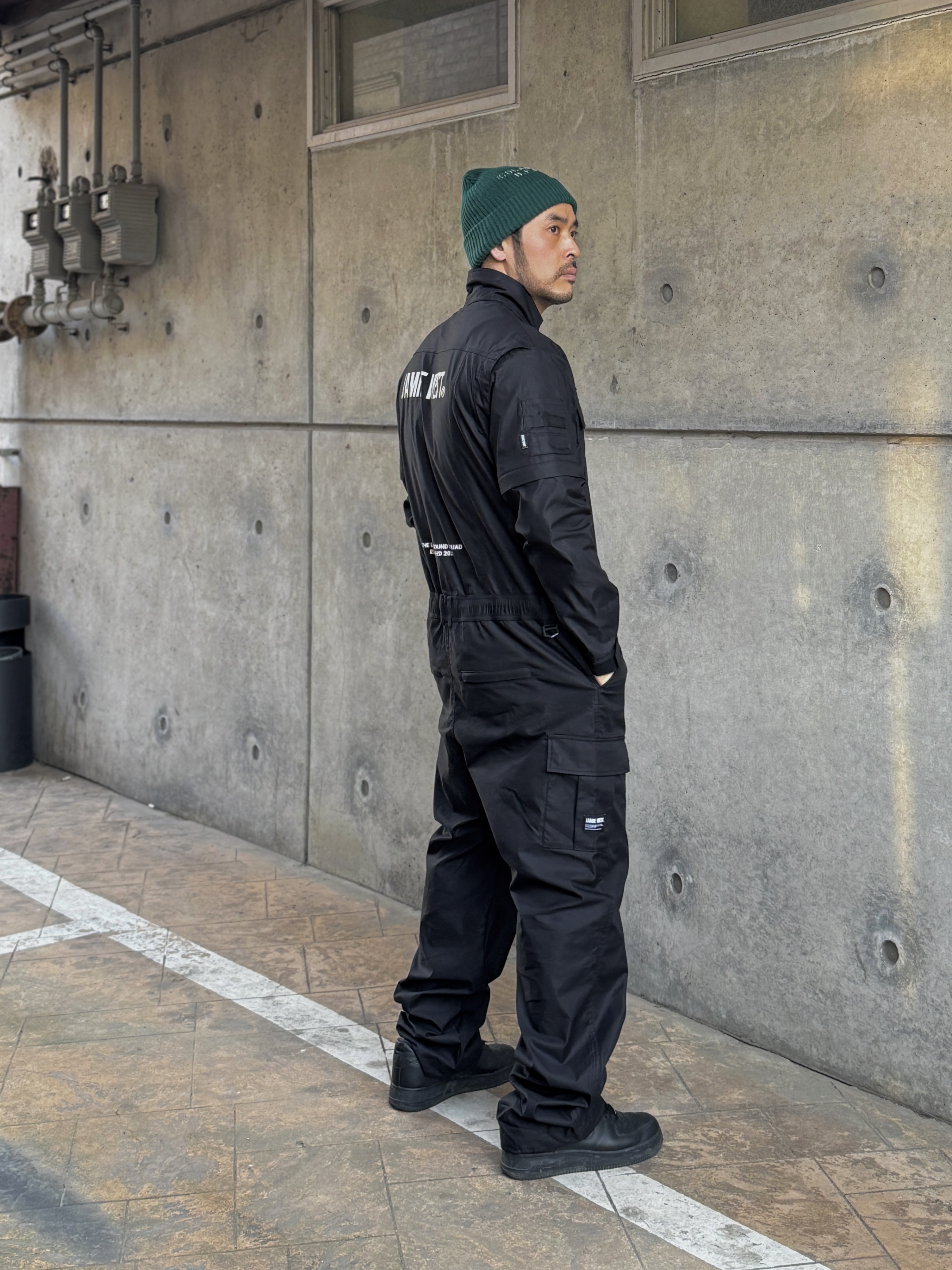 Nike x Supreme Air Force 1 Low Black, Deus Ex Machina Shield Beanie Black 착용 스타일 - 6