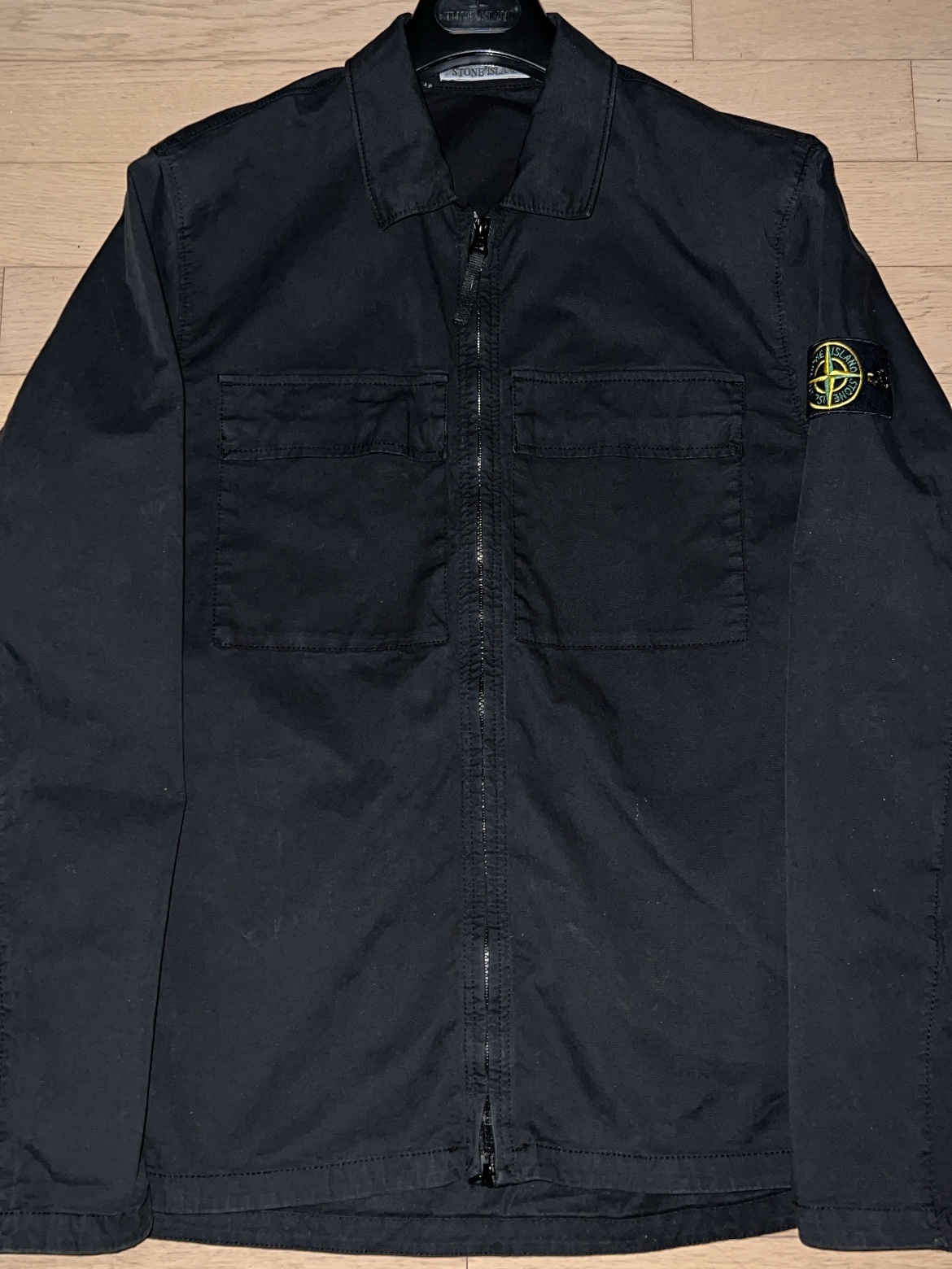 Stone Island 10210 Double Pocket Cotton Overshirt Black - 23SS 착용 스타일