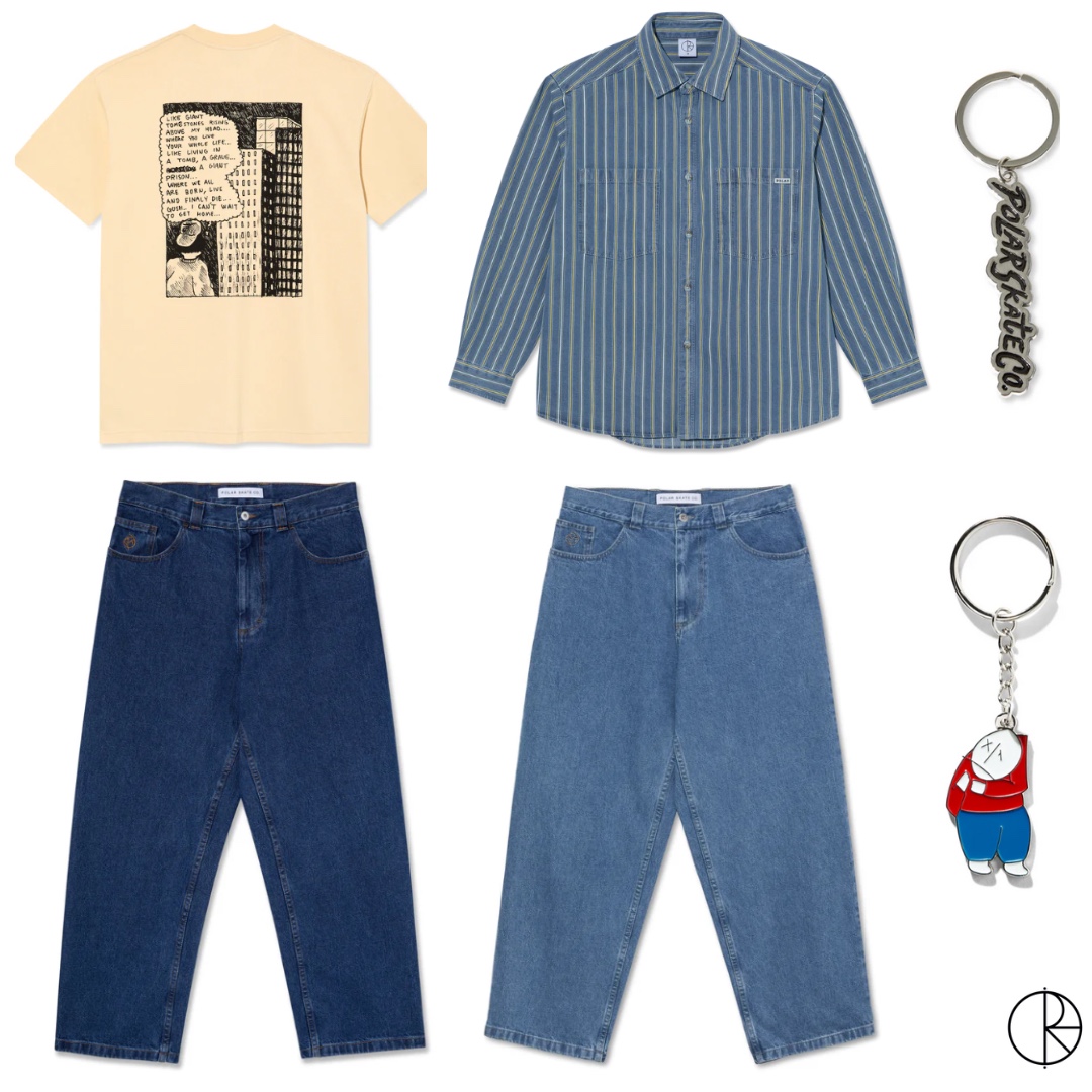 Polar Skate Co. Ted Shirt Green/Blue, Polar Skate Co. Big Boy Shorts Light Blue 착용 스타일 - 3