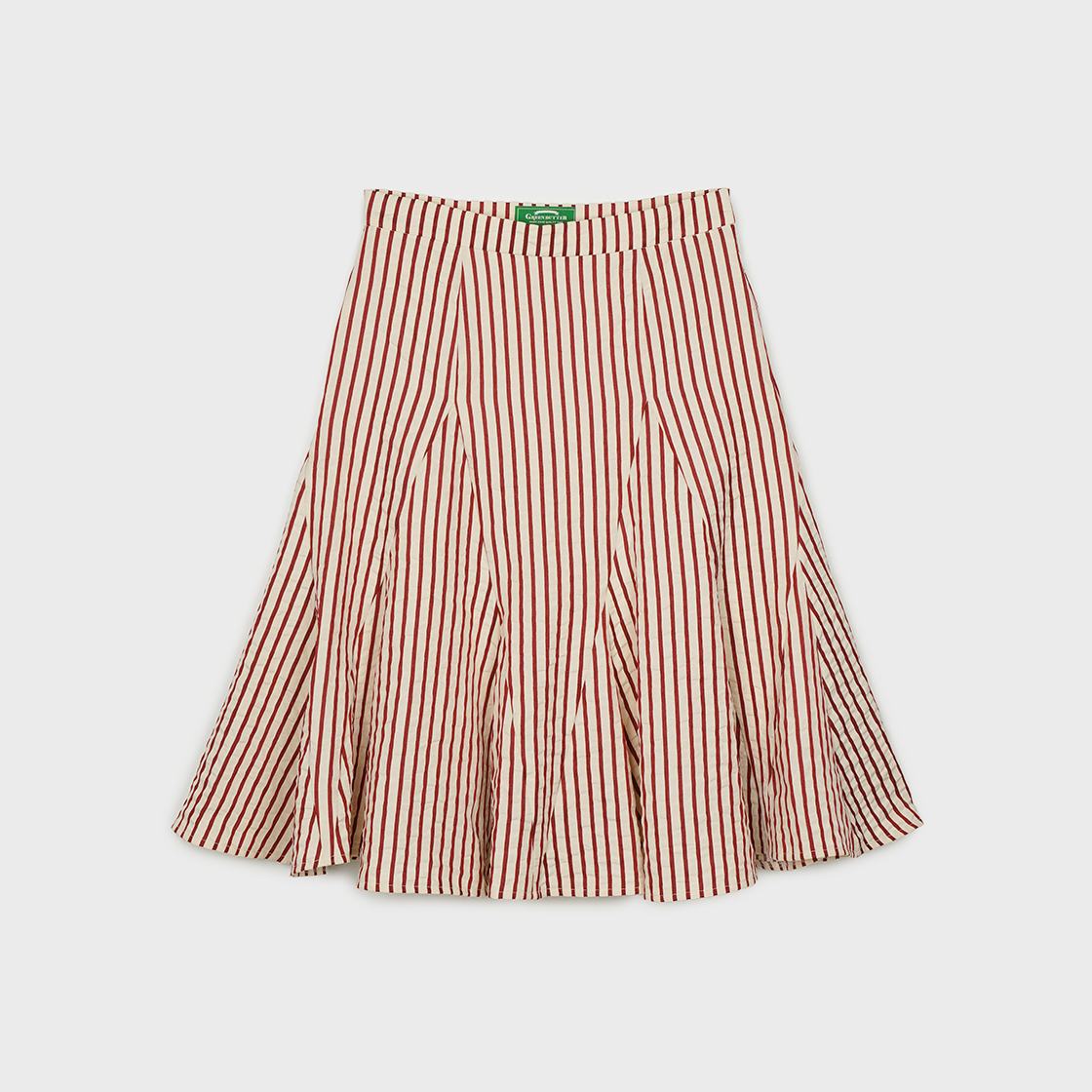 그린버터 플레어 스트라이프 스커트 레드(Greenbutter Flare Stripe Skrit Red)