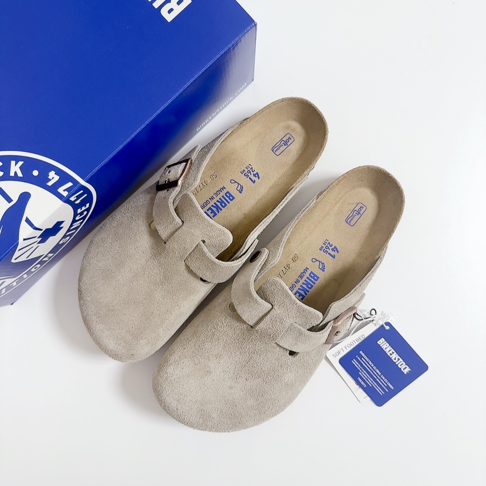 Birkenstock Boston Soft Footbed Taupe - Regular 착용 스타일 - 1