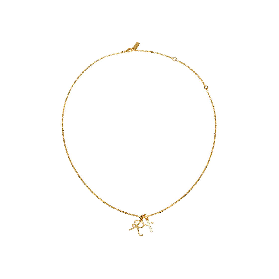 [예약 배송] 티링제이 알 & 크로스 레이어 네크리스 골드([예약 배송] TEE RING JAY R & Cross Layer Necklace Gold) - 1