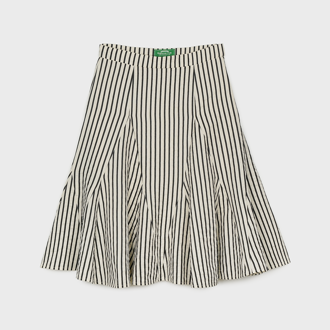 그린버터 플레어 스트라이프 스커트 블랙(Greenbutter Flare Stripe Skrit Black)