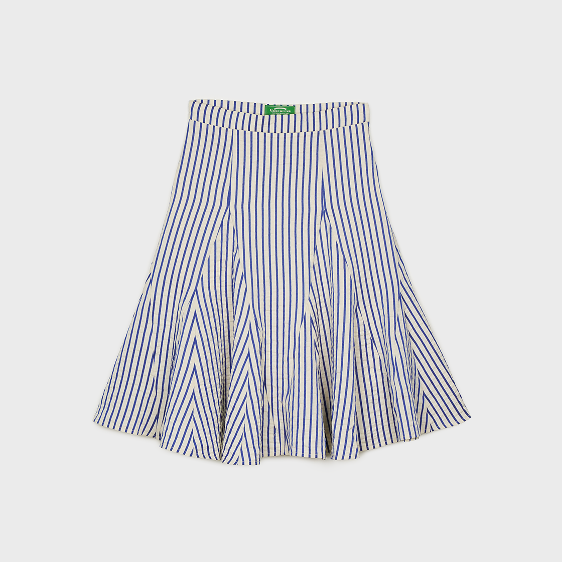 그린버터 플레어 스트라이프 스커트 블루(Greenbutter Flare Stripe Skrit Blue)