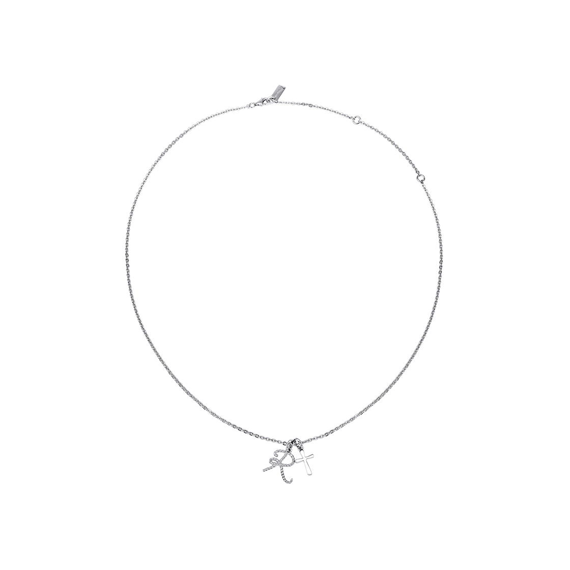 [예약 배송] 티링제이 알 & 크로스 레이어 네크리스 실버([예약 배송] TEE RING JAY R & Cross Layer Necklace Silver) - 1