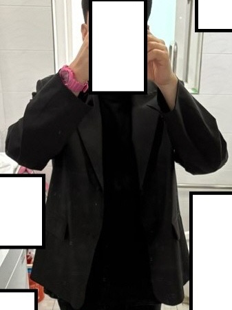 Zara x Ader Error Oversize Blazer Black 착용 스타일 - 1