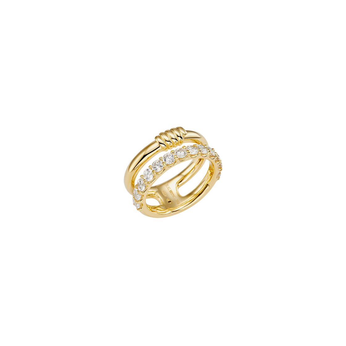 WS049R-G [예약 배송] TEE RING JAY Double Layer Twist Crosier Ring Gold