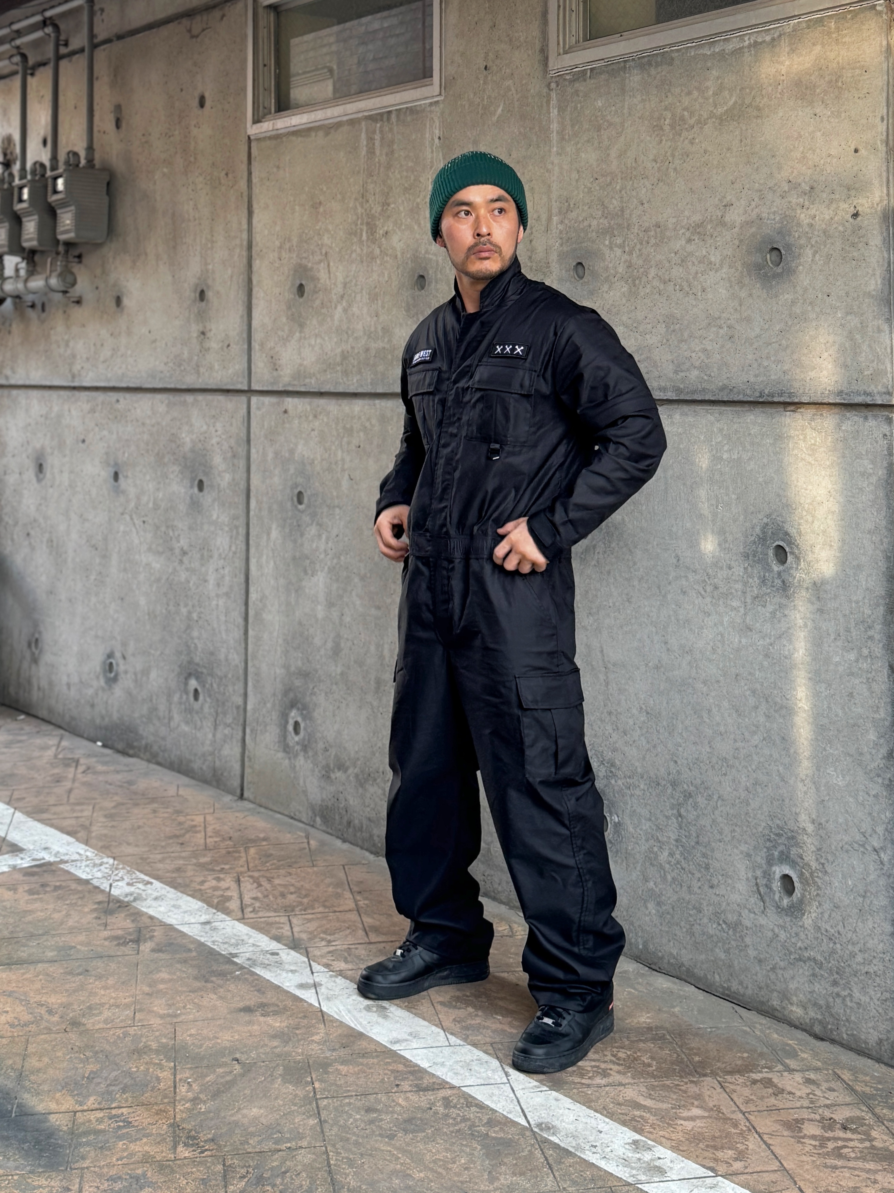 Nike x Supreme Air Force 1 Low Black, Deus Ex Machina Shield Beanie Black 착용 스타일 - 5