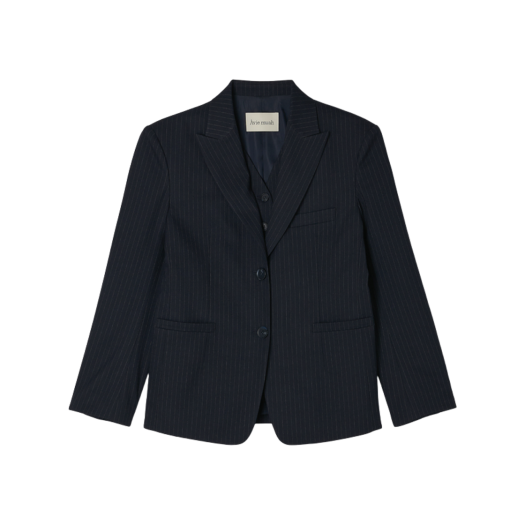 (W) Aviemuah Double Layered Striped Blazer Navy
