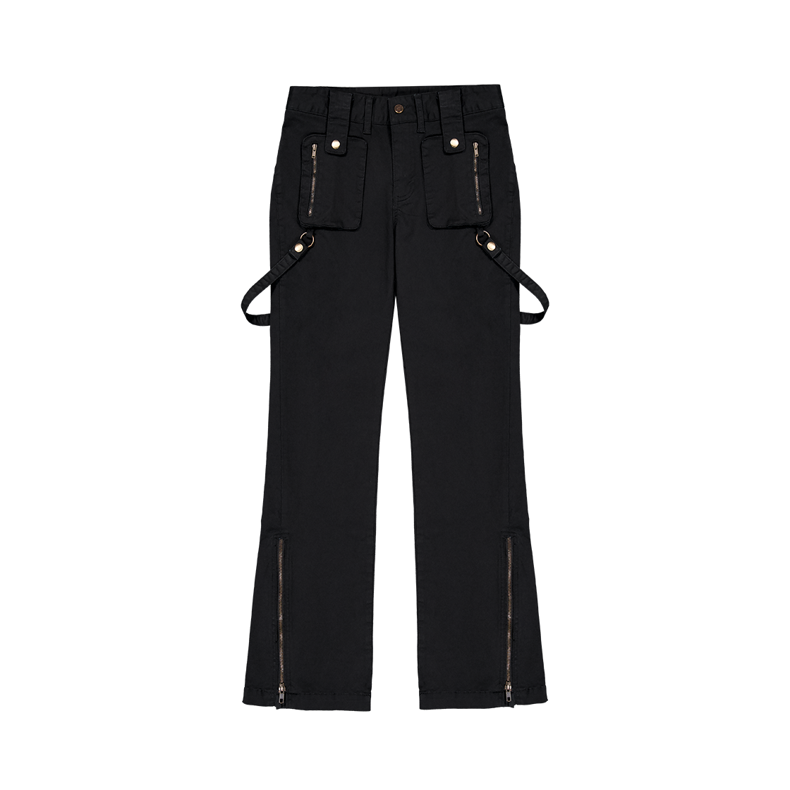 [WOOALONG]★25SS★韓国人気★Utility Strap Bootscut Pants 우알롱(WOOALONG) Utility Strap Bootscut Pants - KHAKI