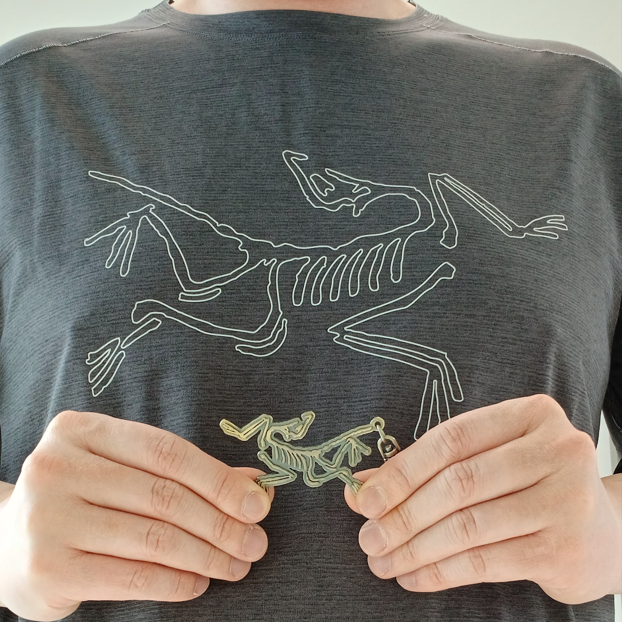 Arc'teryx Cormac Logo SS T-Shirt Black Heather 착용 스타일 - 1