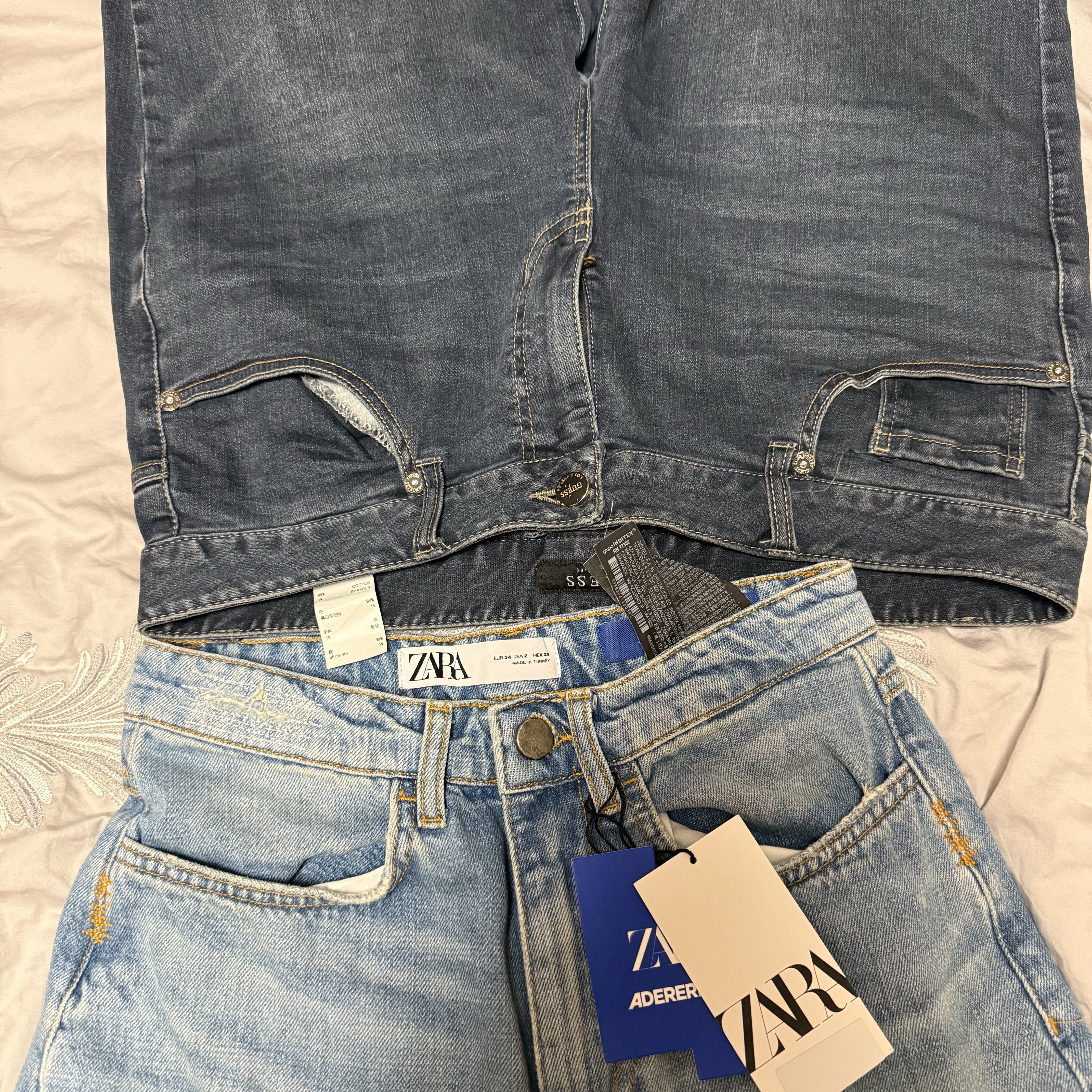 Zara x Ader Error Patchwork Jeans Blue 착용 스타일