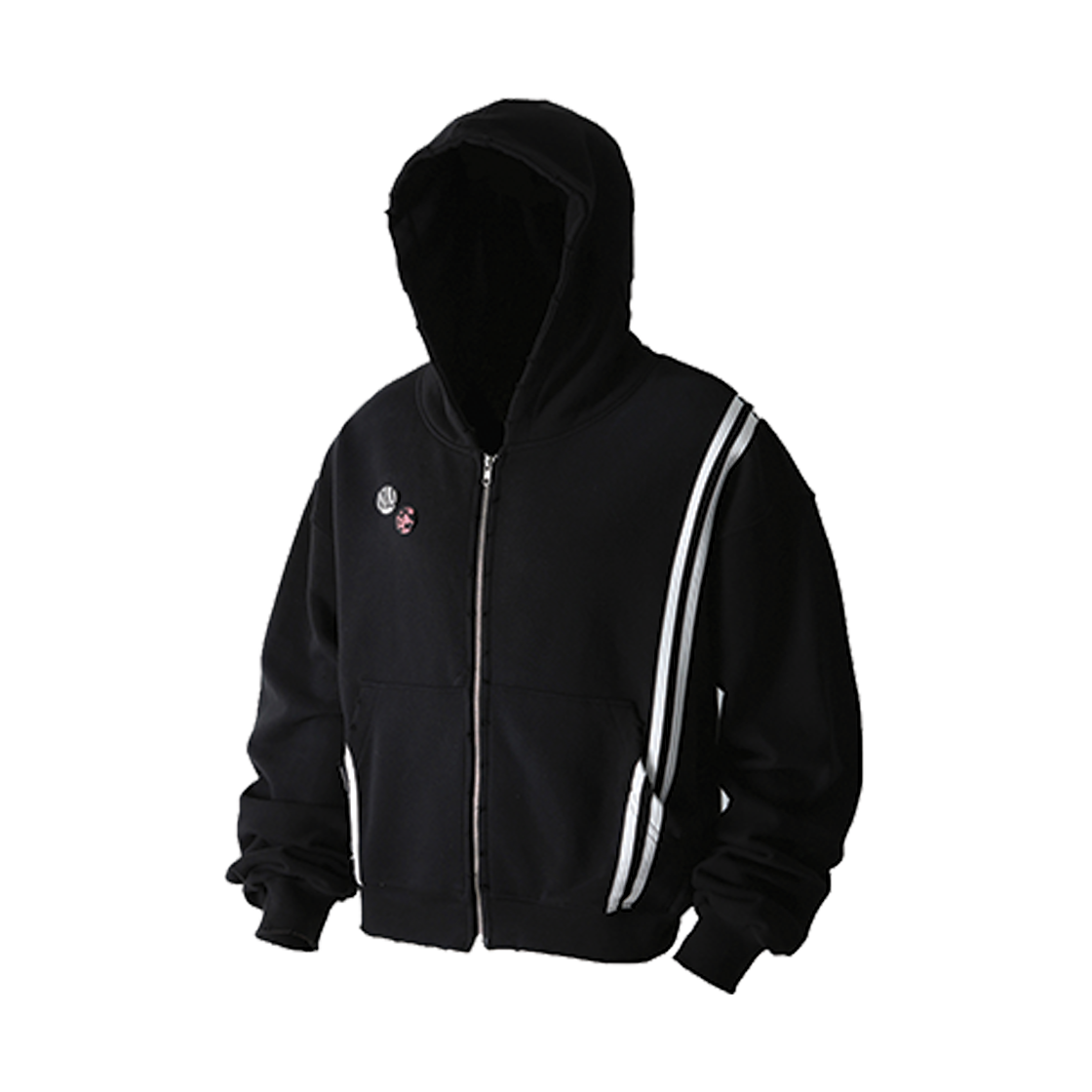 로어링라드 테이프 워시드 후드 집업 블랙(ROARINGRAD Tape Washed Hoodie Zip-up Black)