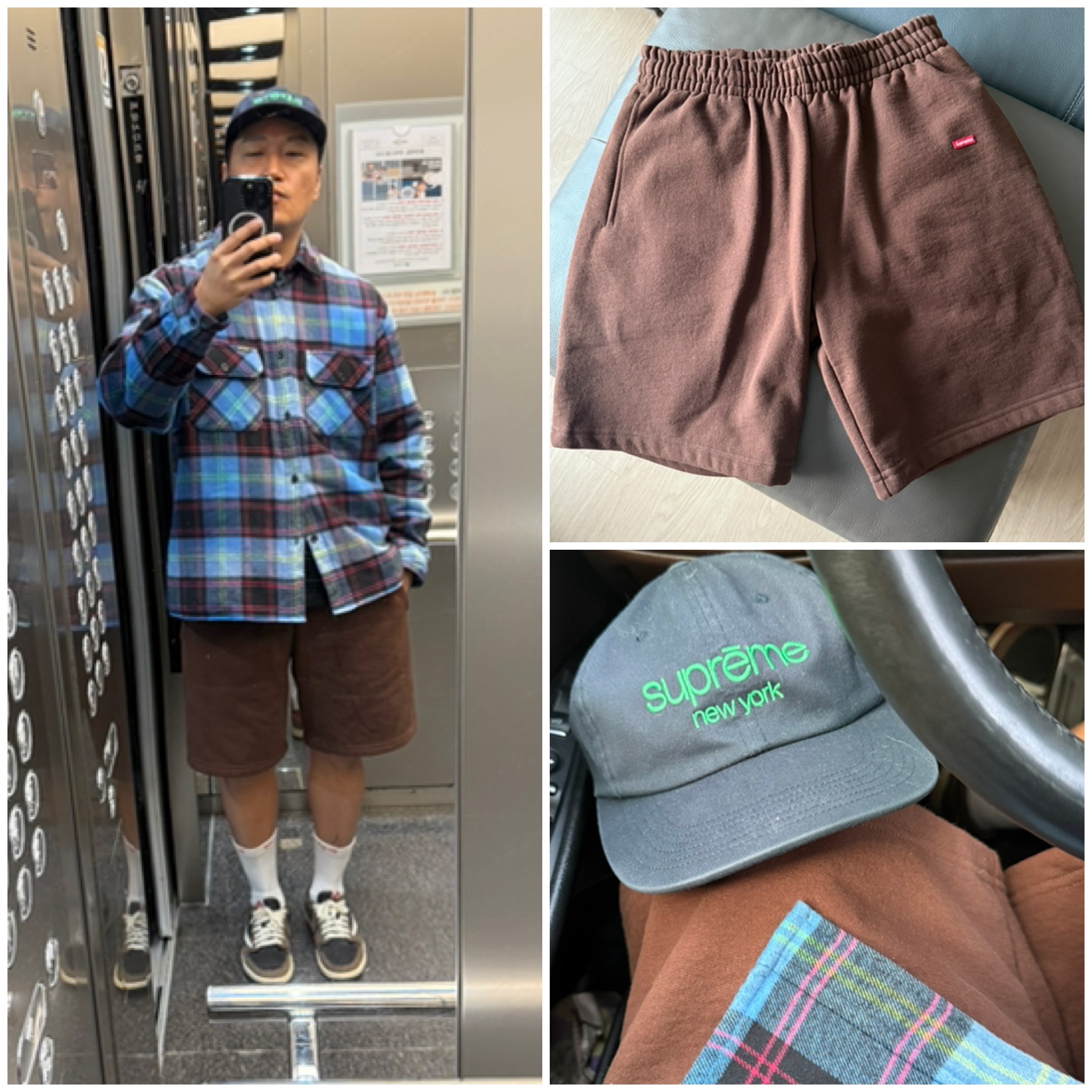 Supreme Quilted Plaid Shirt Blue - 24FW 착용 스타일