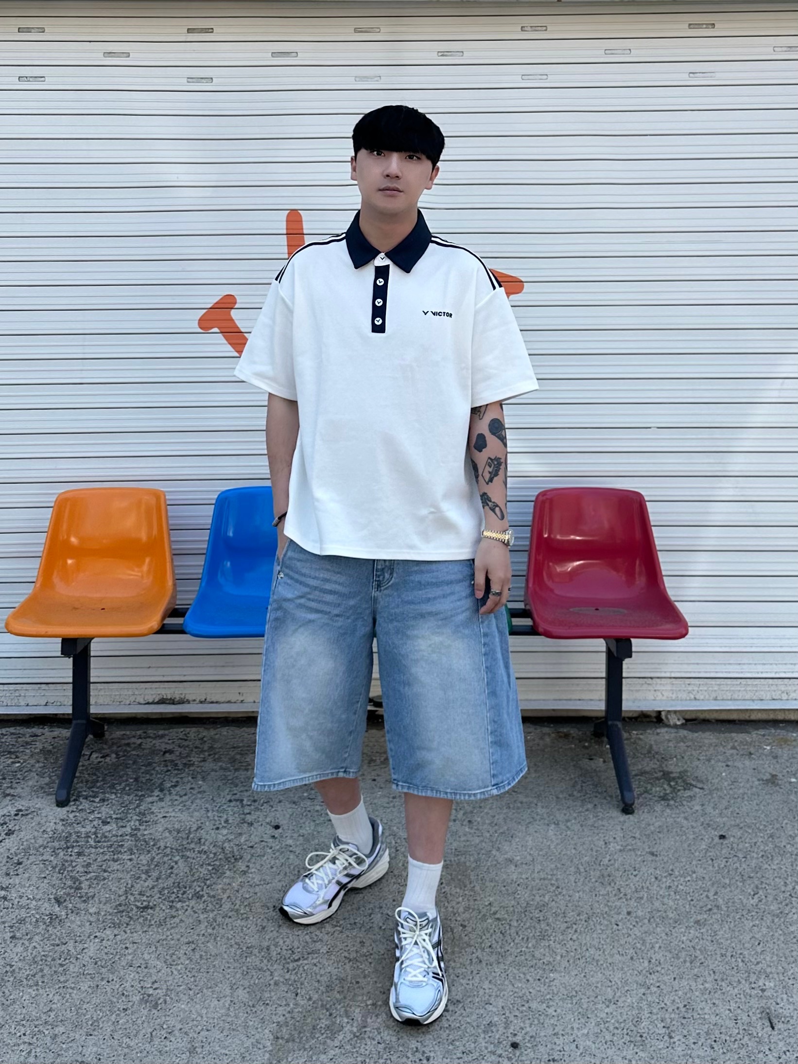 아식스 x JJJ자운드 젤 카야노 14 실버 블랙 착용 스타일 - 1