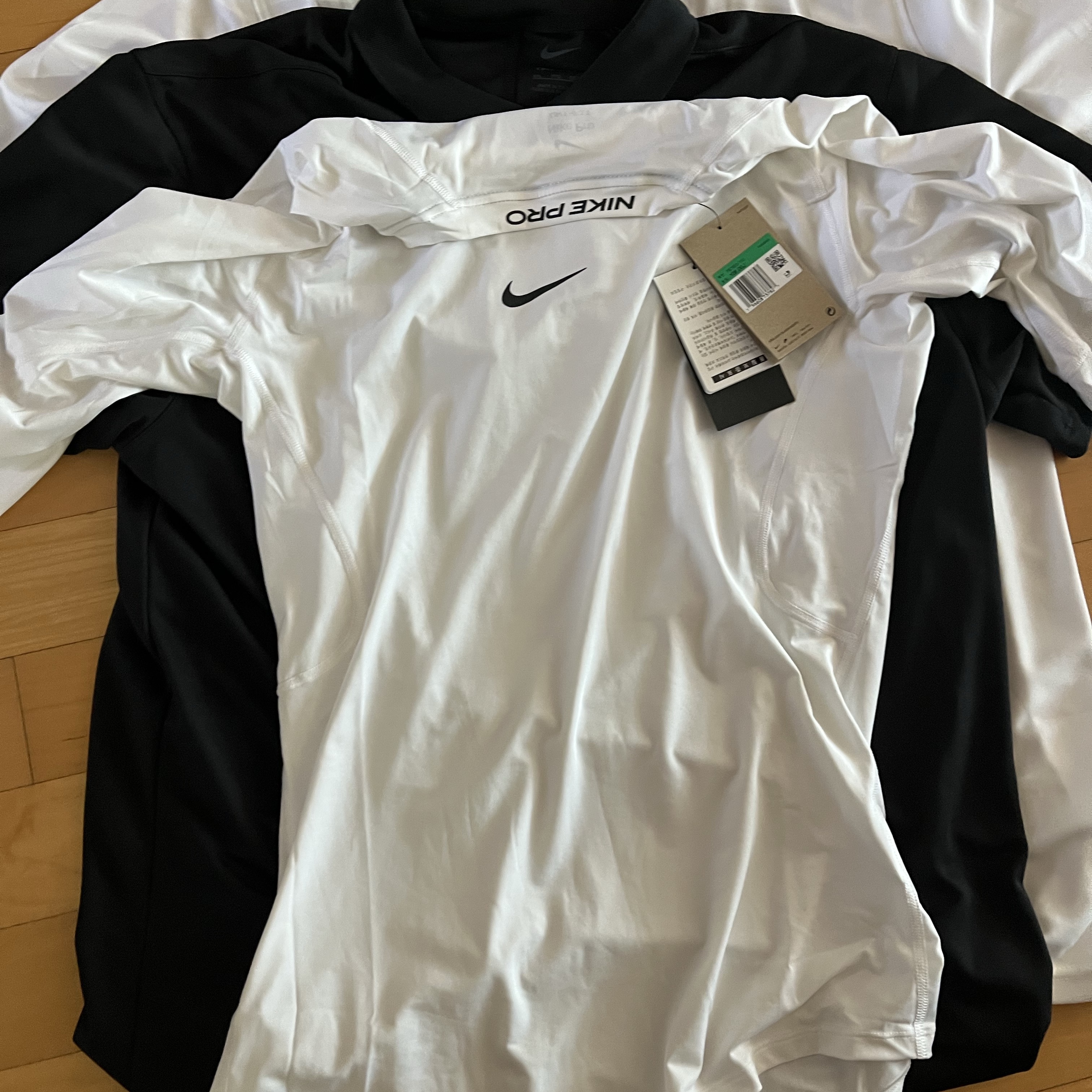 Nike Pro Dri-Fit Fitness Long Sleeve Top White Black - Asia 착용 스타일