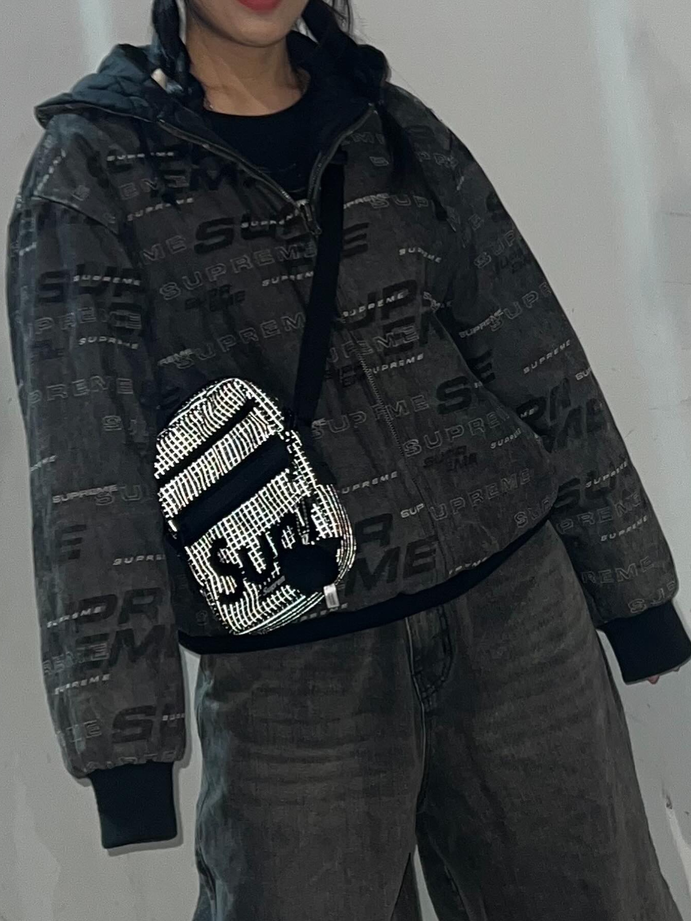 Asics Gel-1130 Steel Grey Pure Silver, Supreme Shoulder Bag Black - 24SS 착용 스타일 - 2