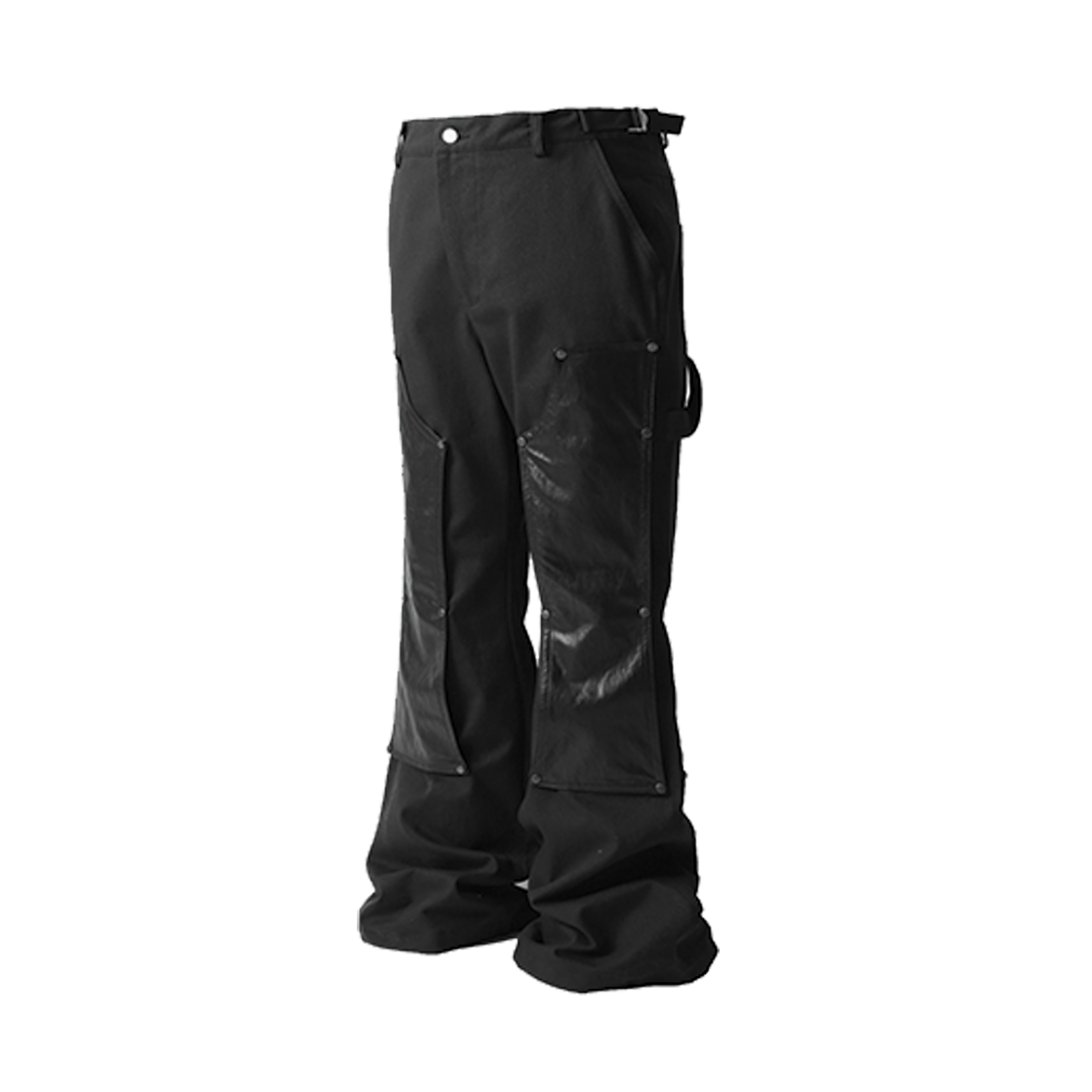 로어링라드 더블 니 카펜터 플레어 팬츠 블랙(ROARINGRAD Knee Cappenter Flared Pants Black)