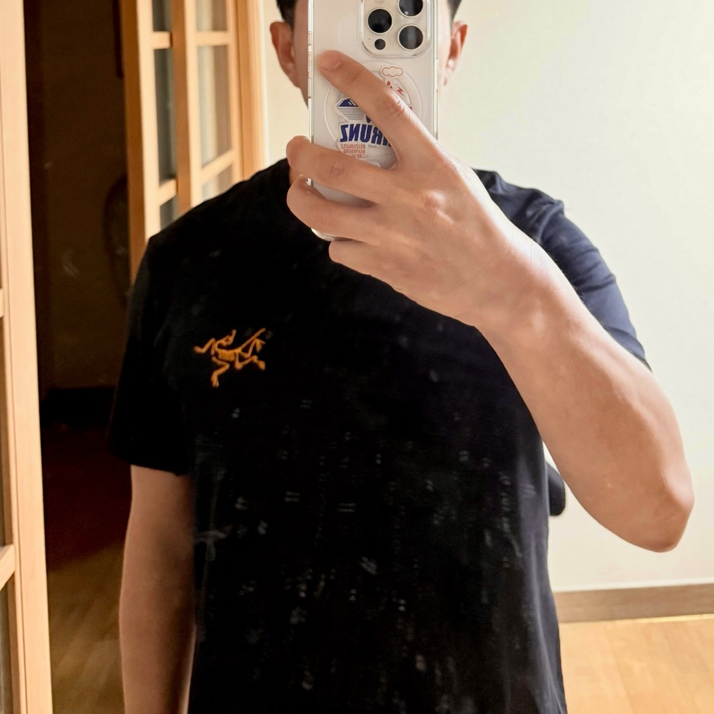 Arc'teryx Arc'Multi Bird Logo SS T-Shirt Black 착용 스타일 - 3