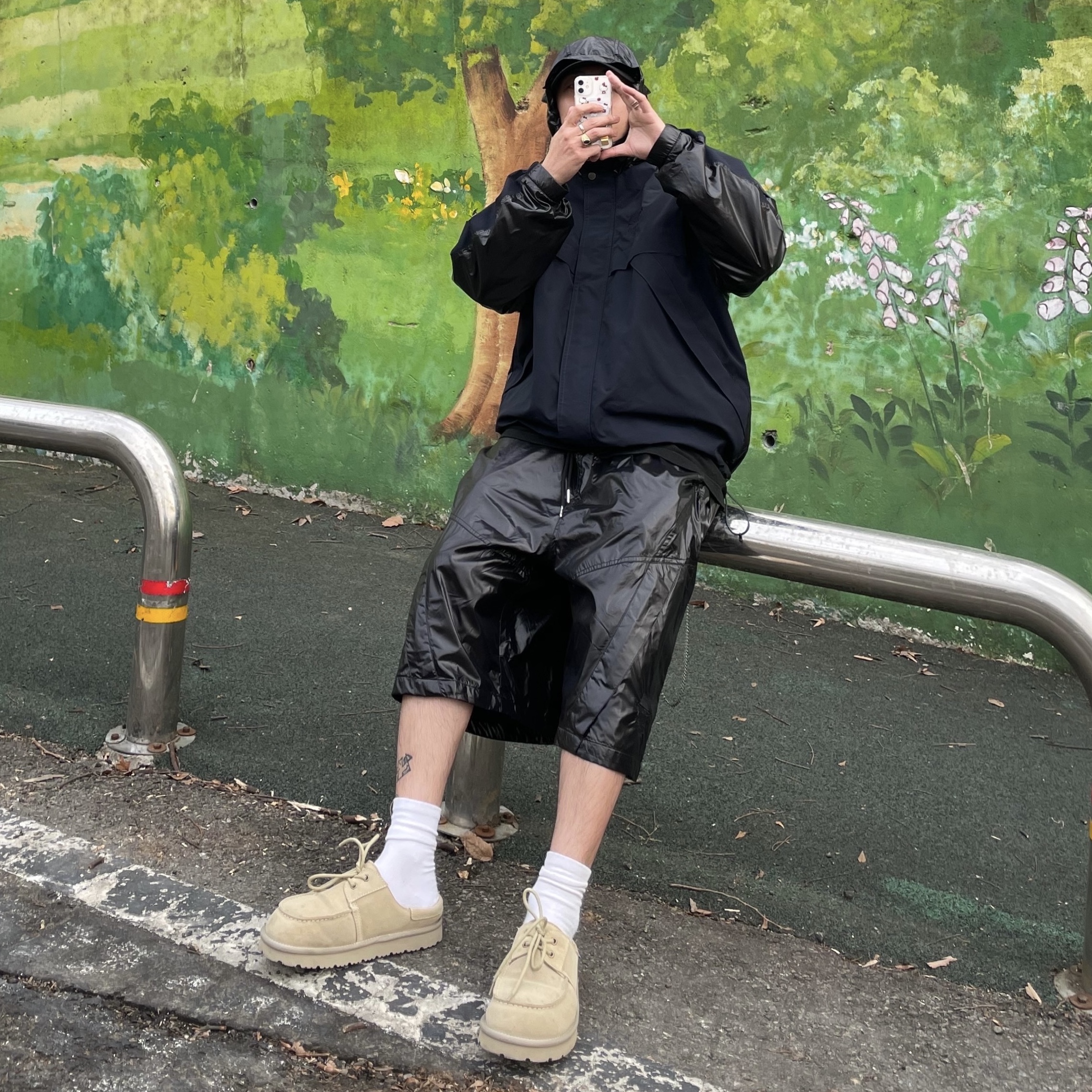 NAUTICA x Undermycar - NTC X UMC UTILITY SHORTS - BLACK, Nonparking X kinchi N Heri Sand 착용 스타일 - 1